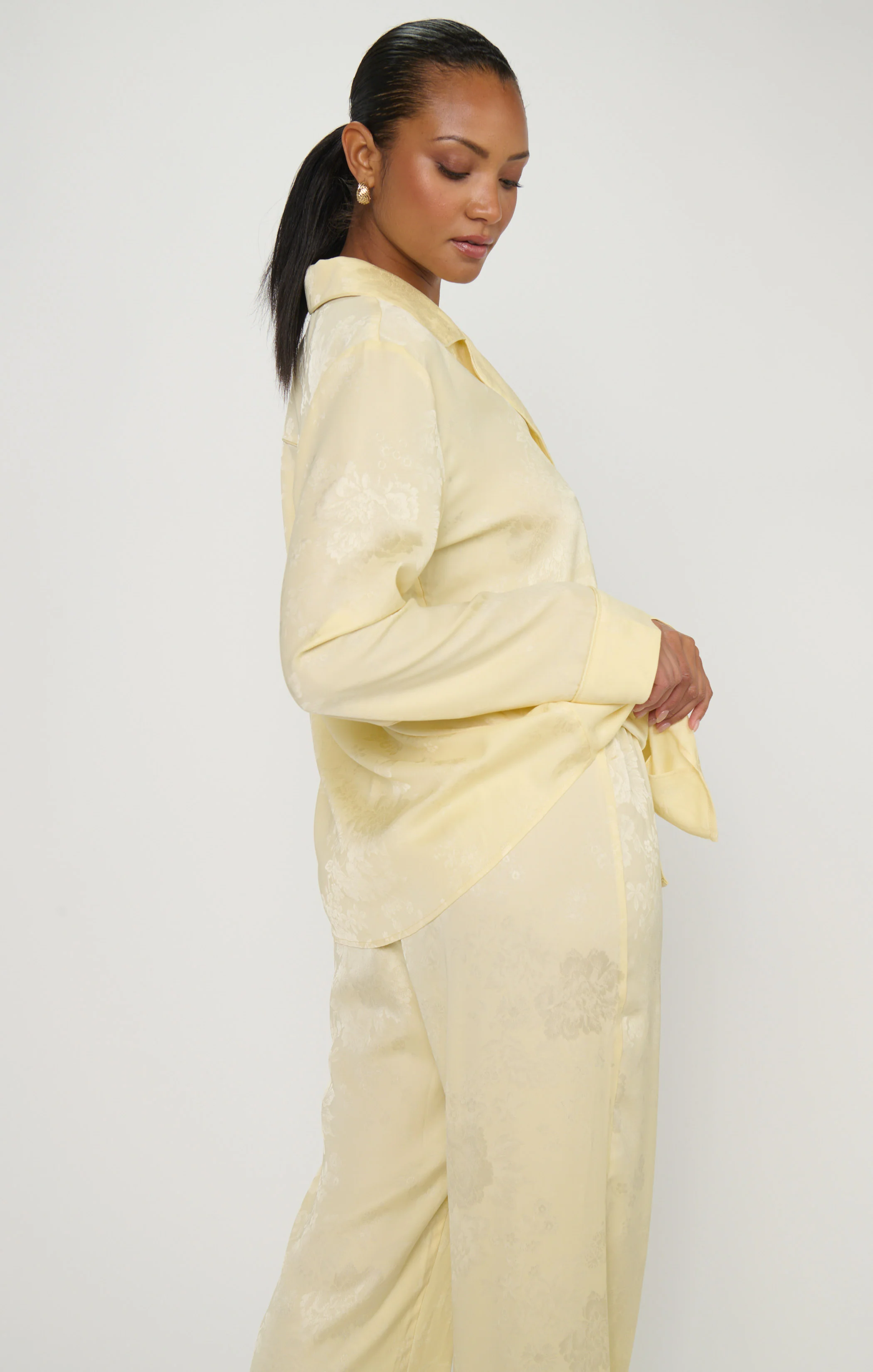 Classic PJ Set ~ Yellow Floral Silky - Image 6