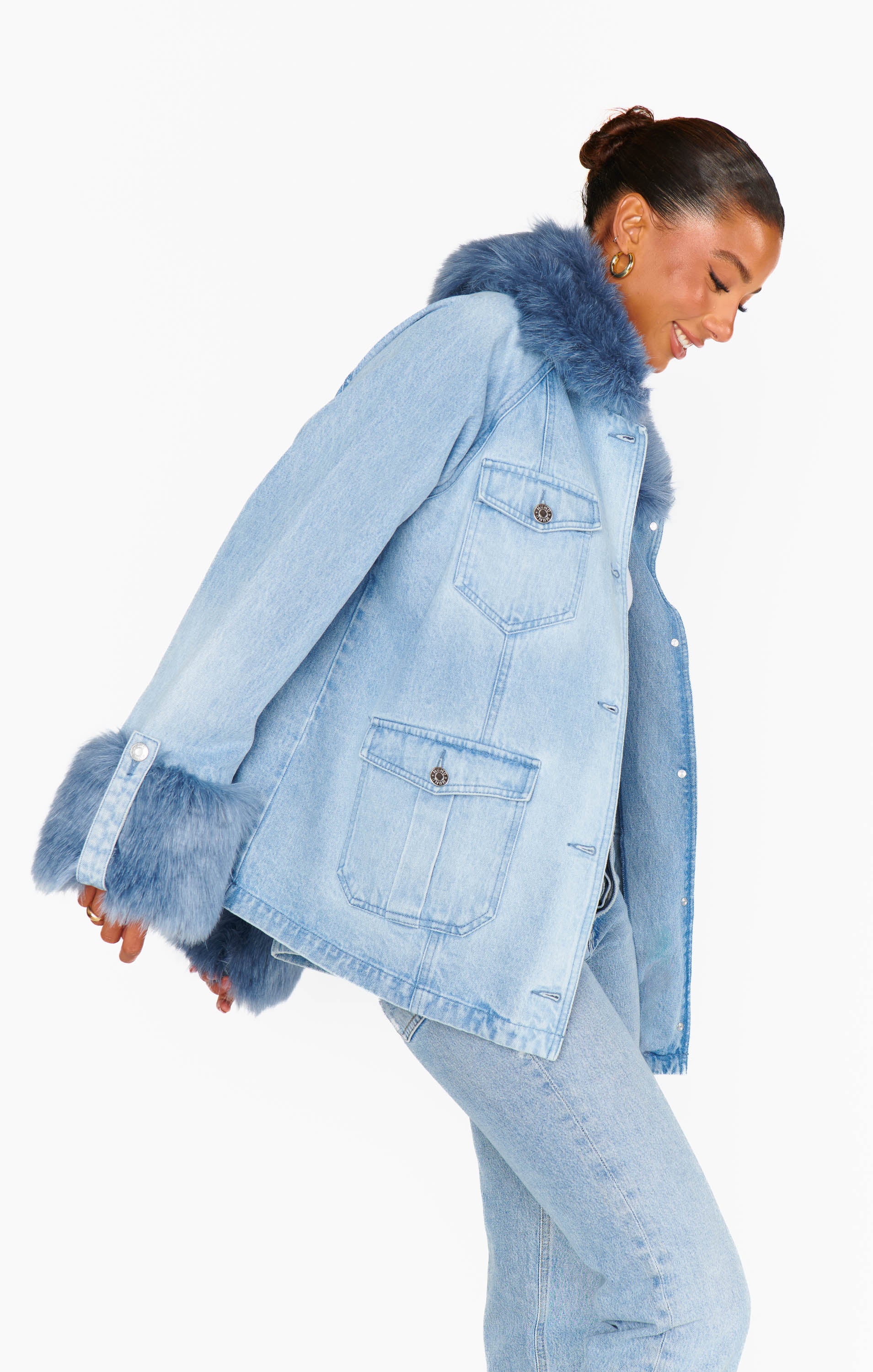 Copenhagen Jacket ~ Drift Indigo with Blue Faux Fur - Image 5