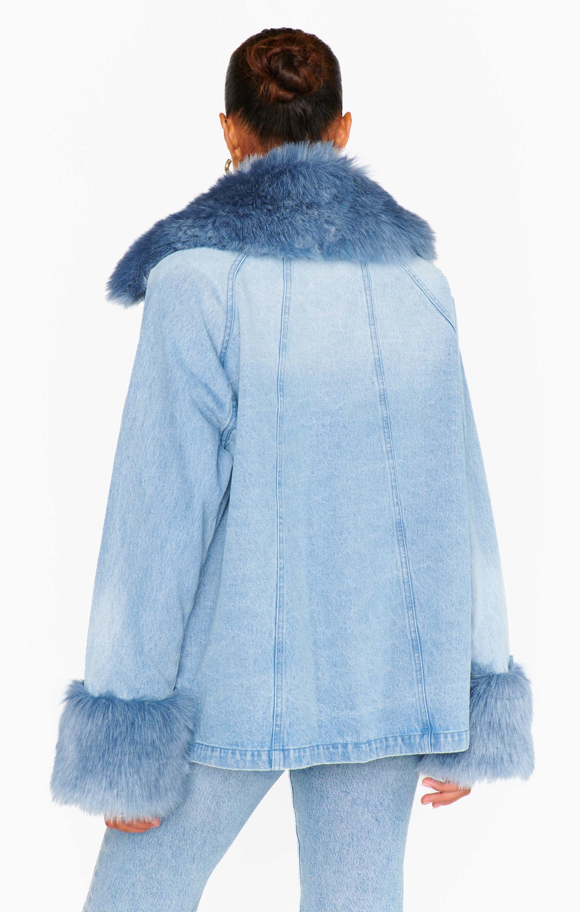 Copenhagen Jacket ~ Drift Indigo with Blue Faux Fur - Image 6
