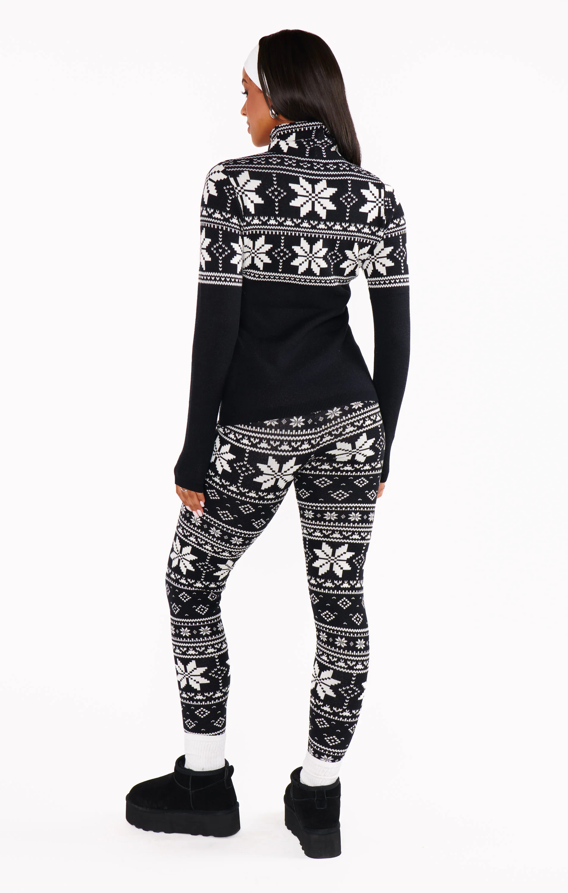 Cozy Leggings ~ Black Fair Isle Knit - Image 3