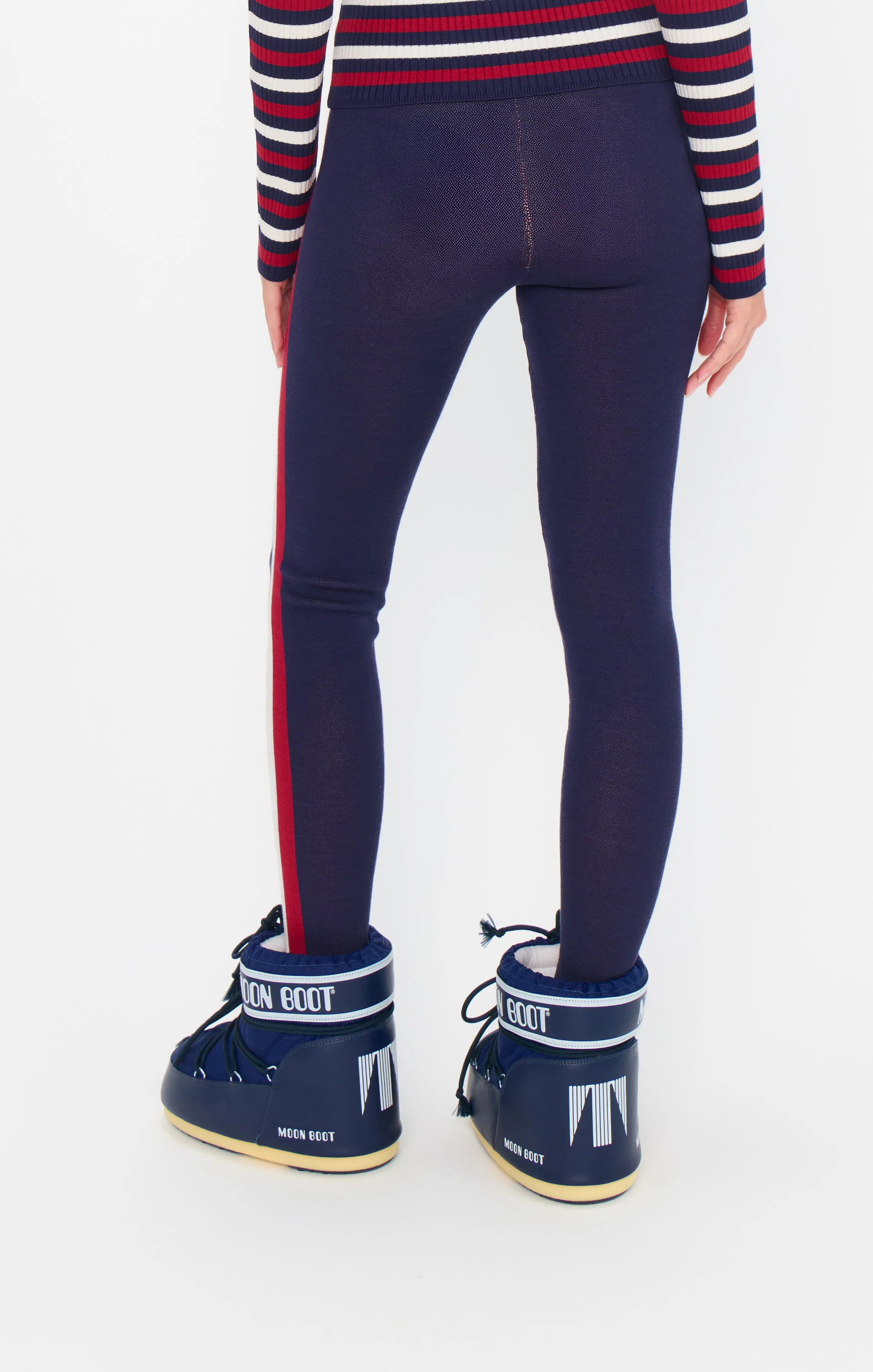 Cozy Leggings ~ Navy Race Stripe Knit - Image 4