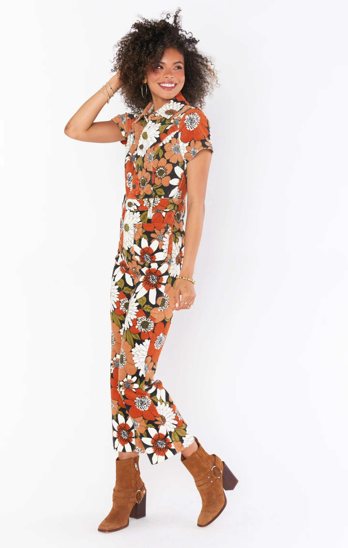Cropped Everhart Jumpsuit ~ Hutton Floral Corduroy - Image 3