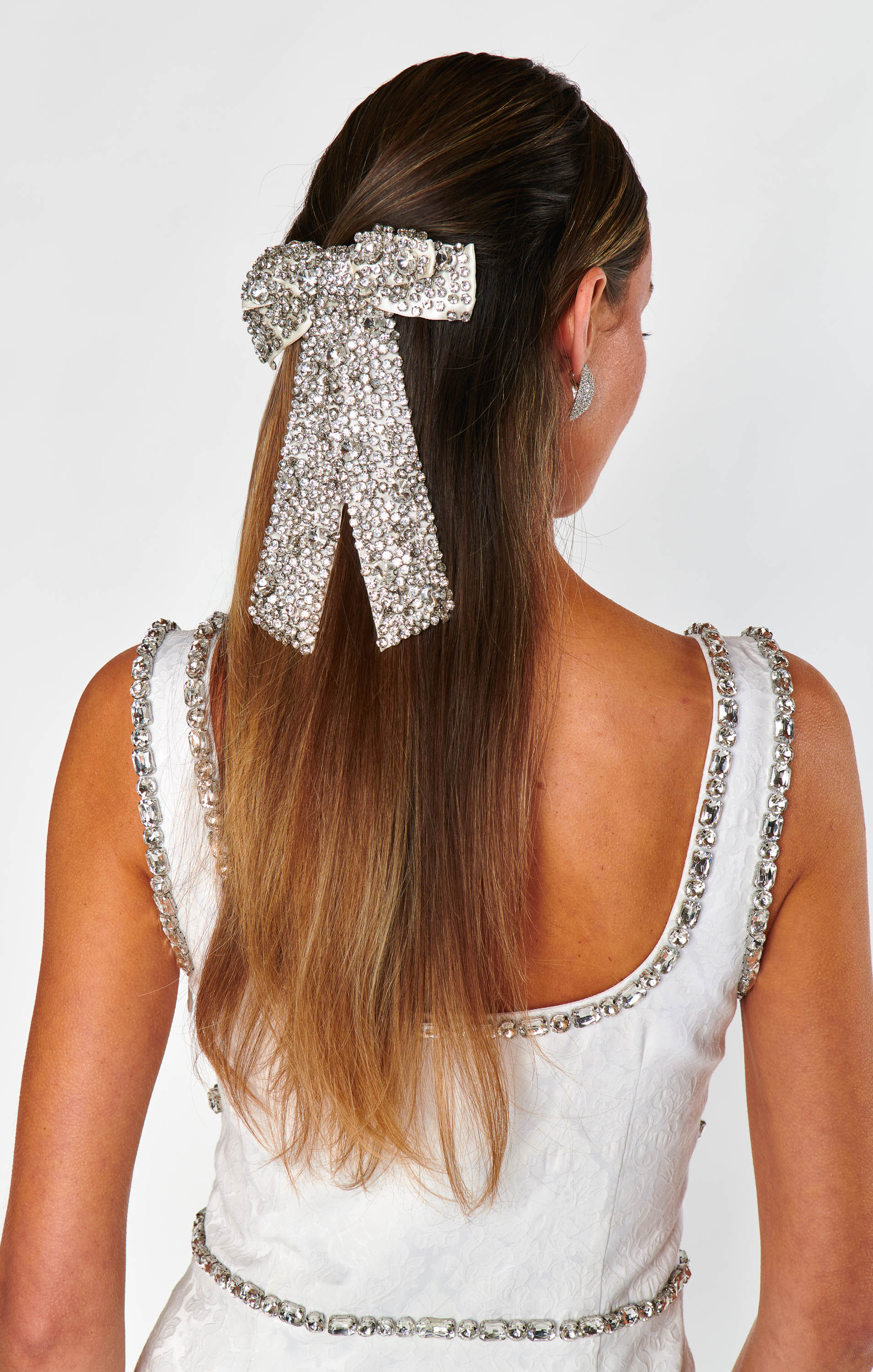 Crystal Hair Bow ~ Silver - Image 3