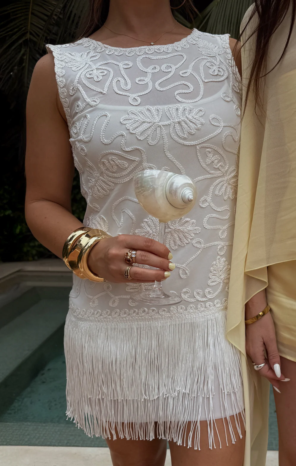 Cyrus Mini Dress ~ White With Fringe - Image 4