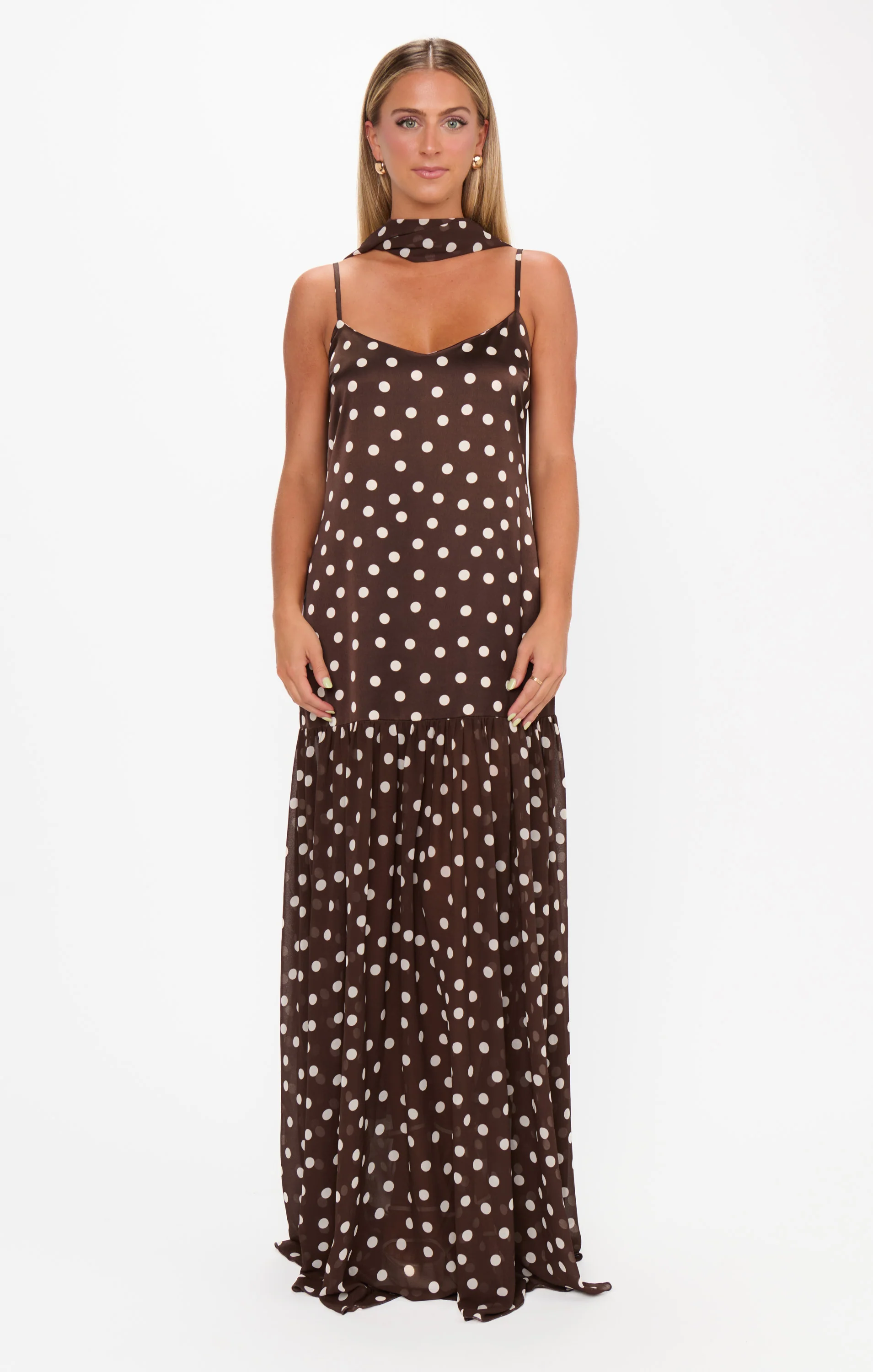 Dalia Maxi Dress ~ Chocolate Brown Polka Dot - Image 3