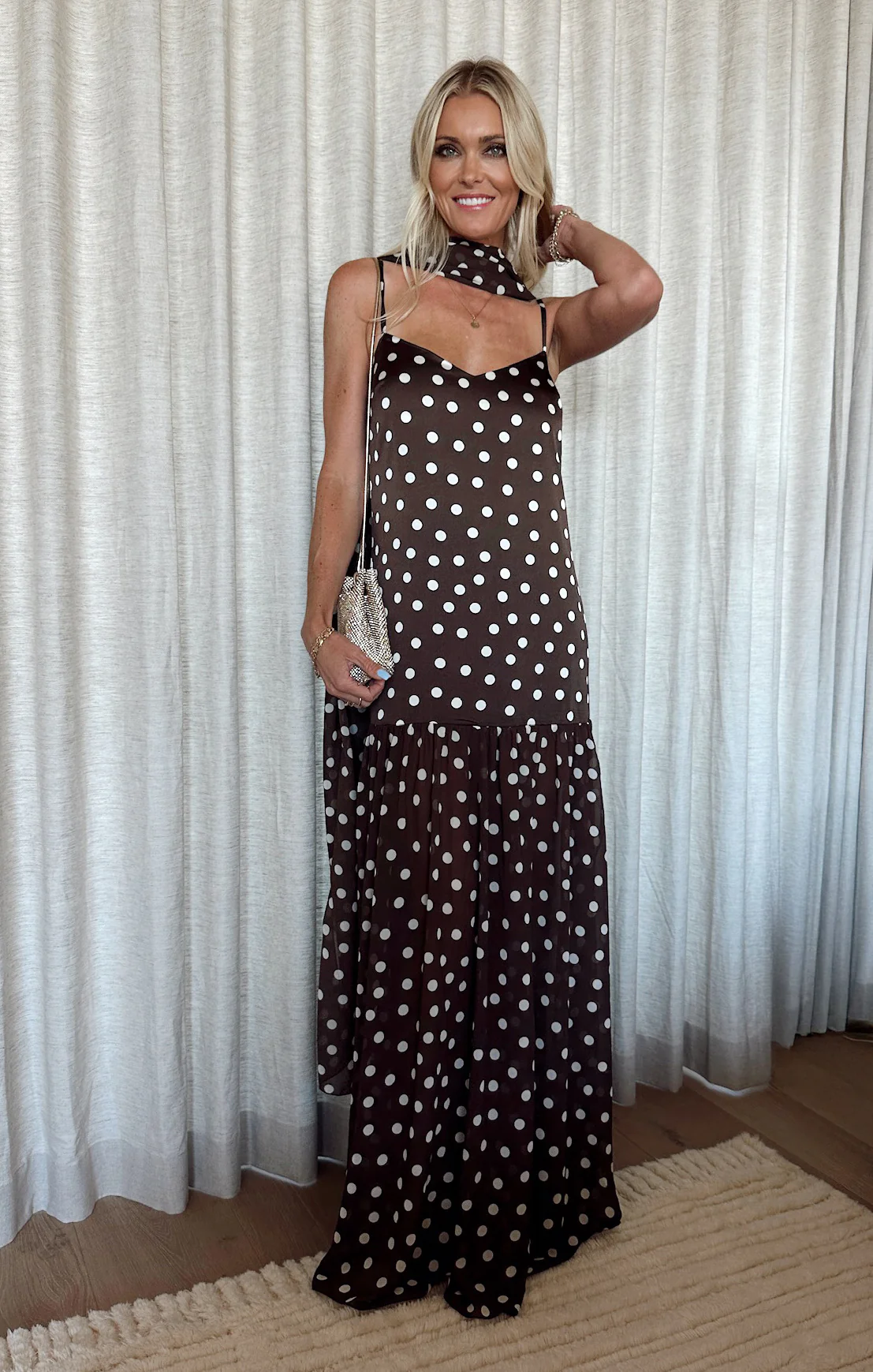 Dalia Maxi Dress ~ Chocolate Brown Polka Dot - Image 5