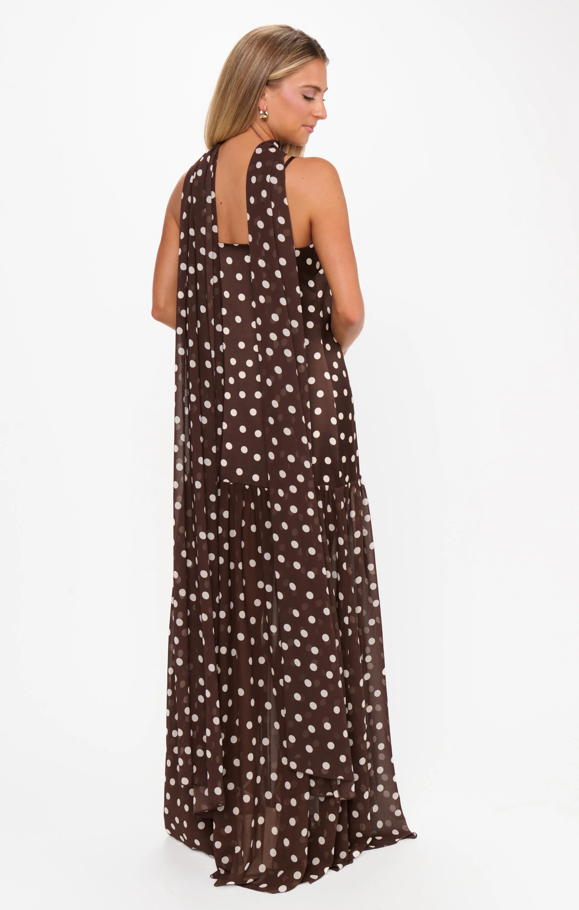 Dalia Maxi Dress ~ Chocolate Brown Polka Dot - Image 6