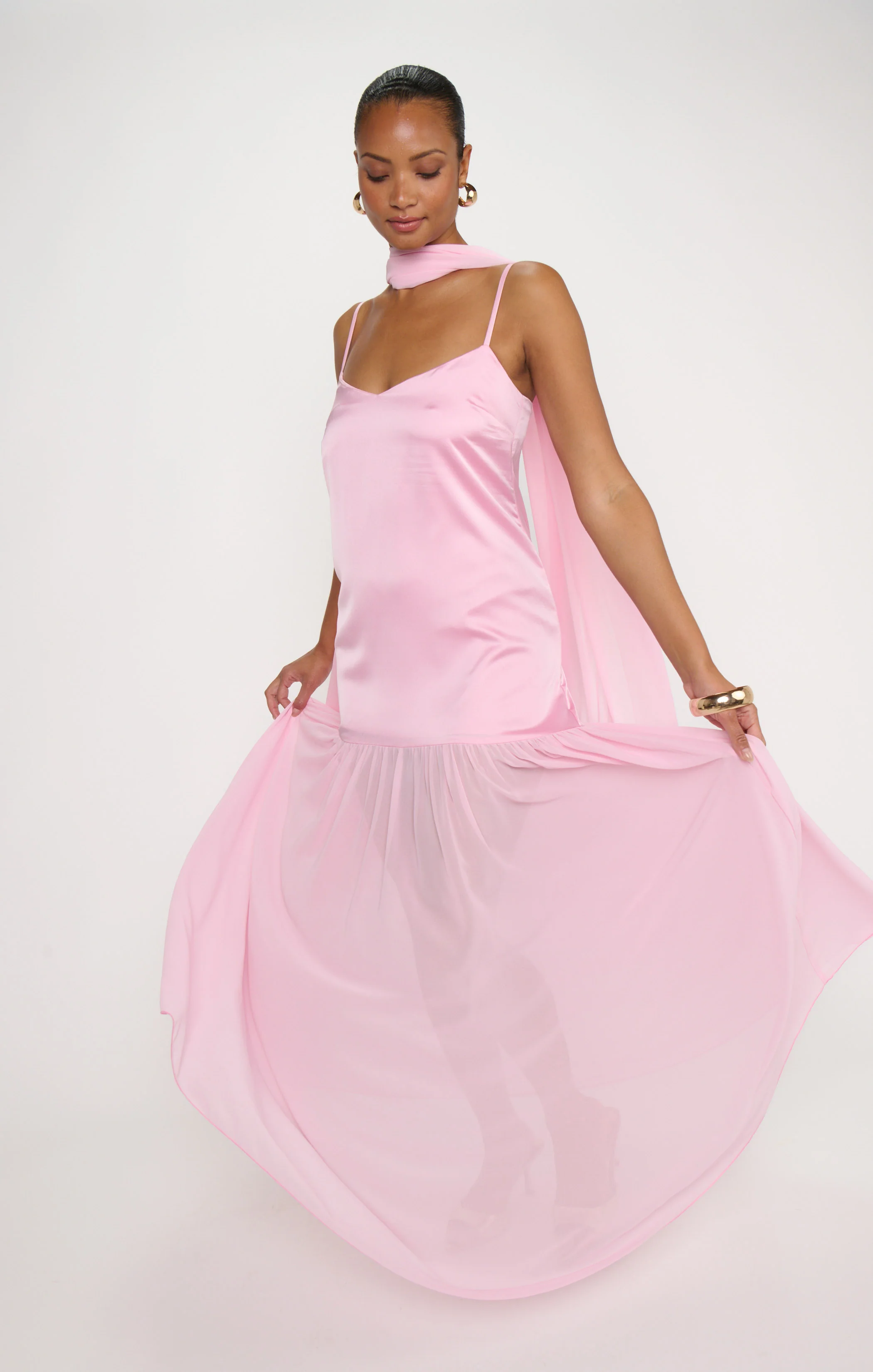 Dalia Maxi Dress ~ Light Pink Luxe Satin - Image 2