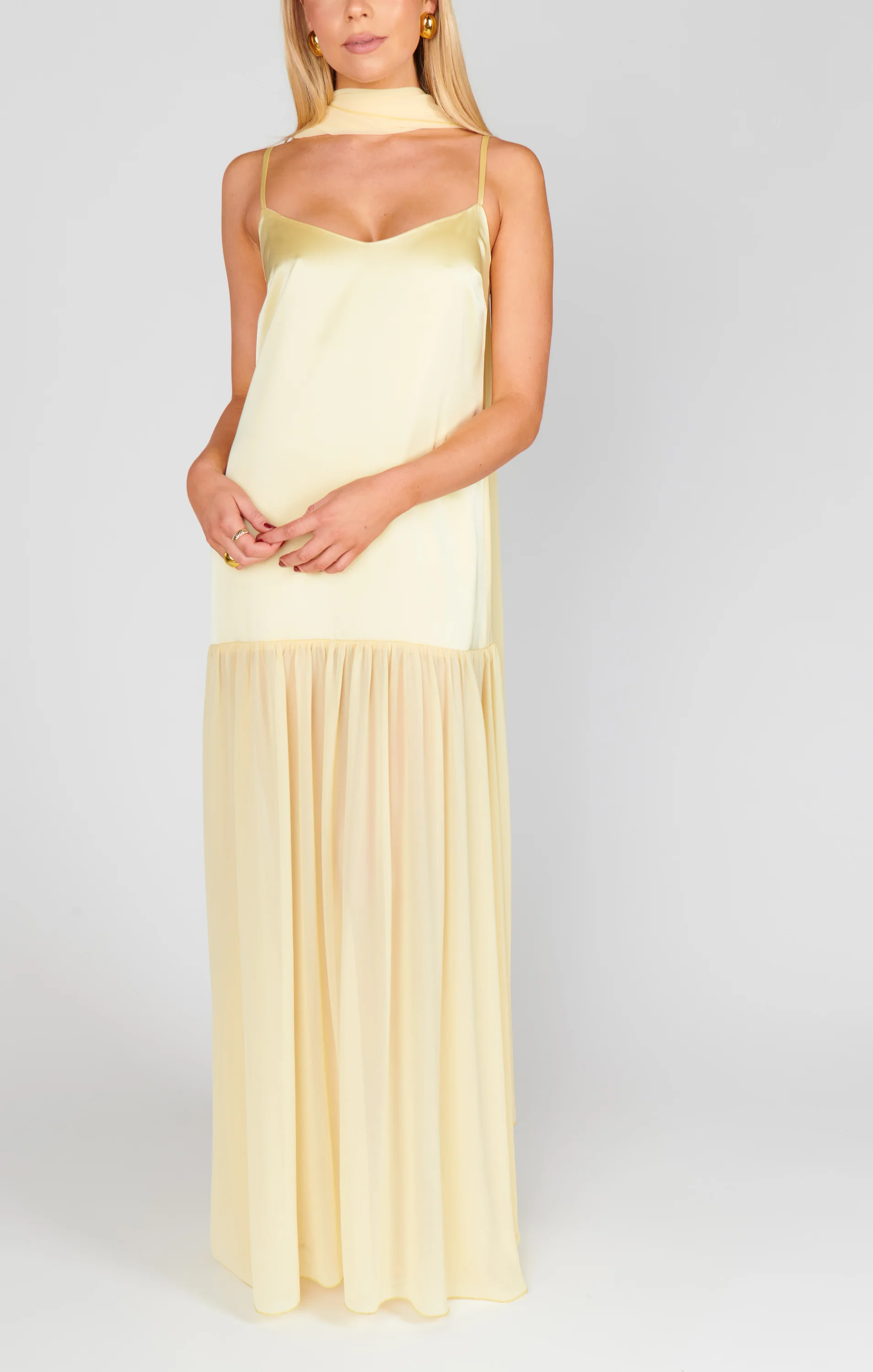 Dalia Maxi Dress ~ Pale Yellow Luxe Satin - Image 11