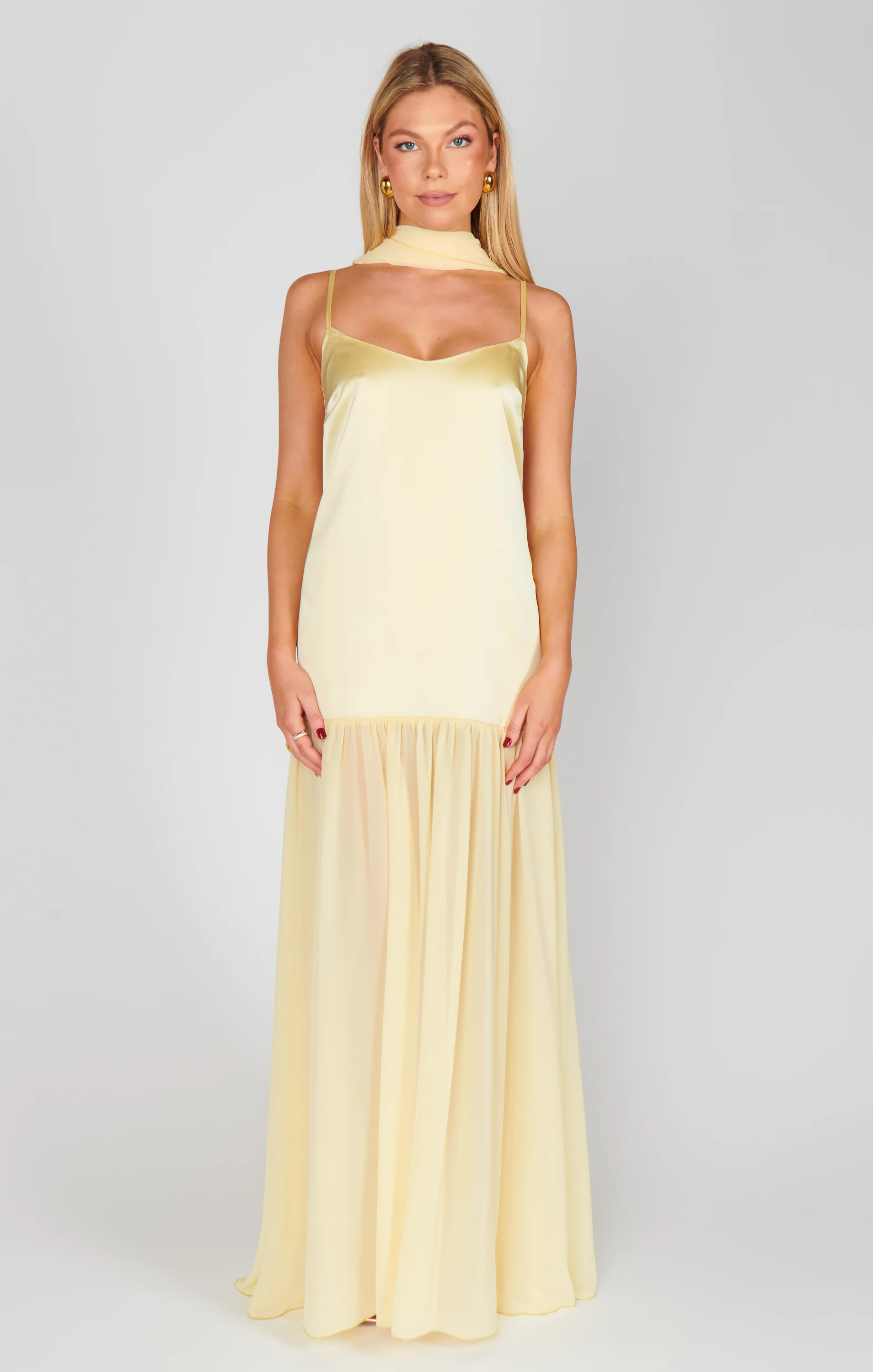 Dalia Maxi Dress ~ Pale Yellow Luxe Satin - Image 13