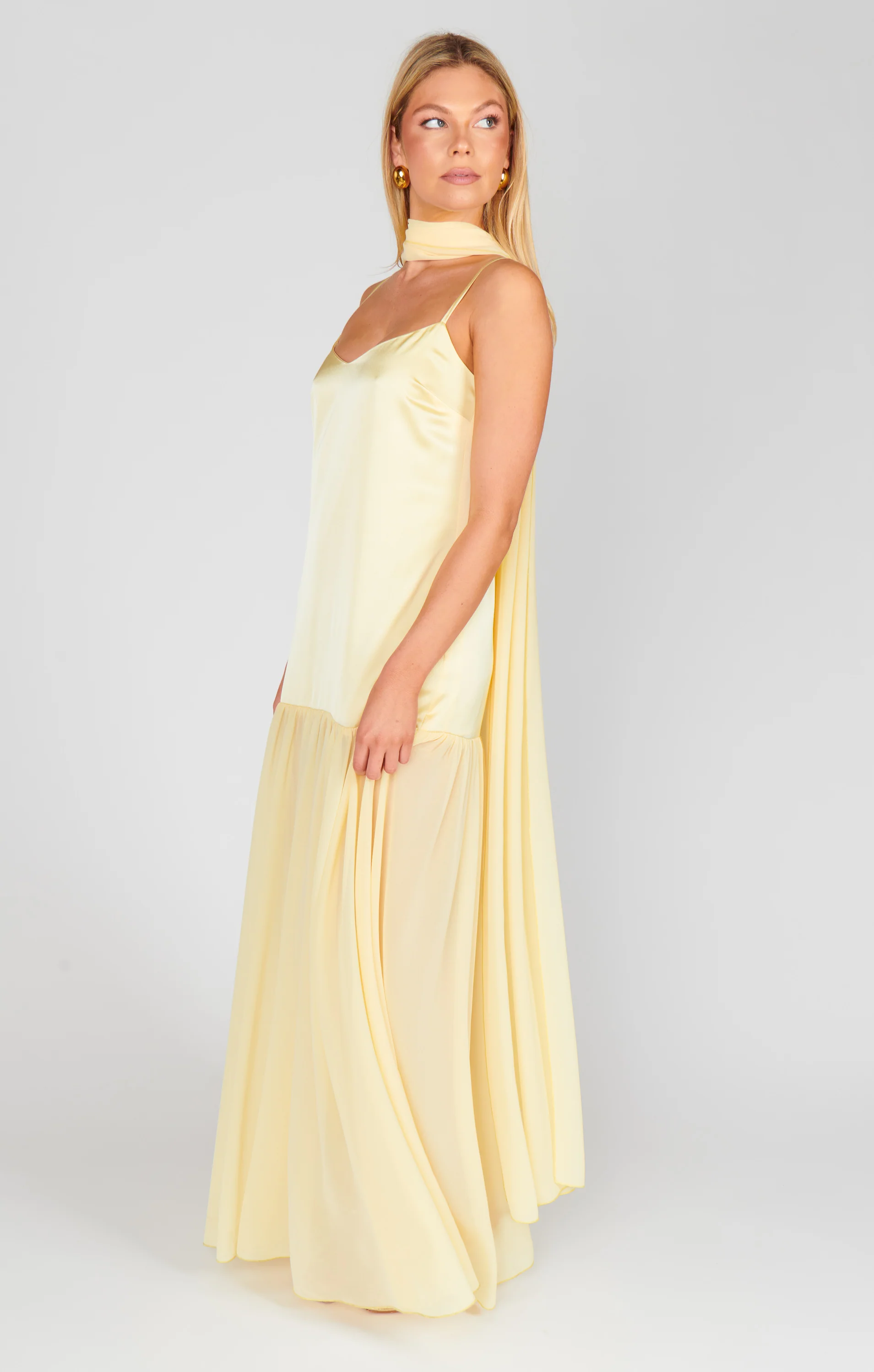 Dalia Maxi Dress ~ Pale Yellow Luxe Satin - Image 14