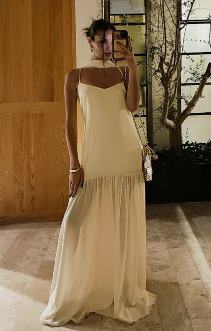 Dalia Maxi Dress ~ Pale Yellow Luxe Satin - Image 3