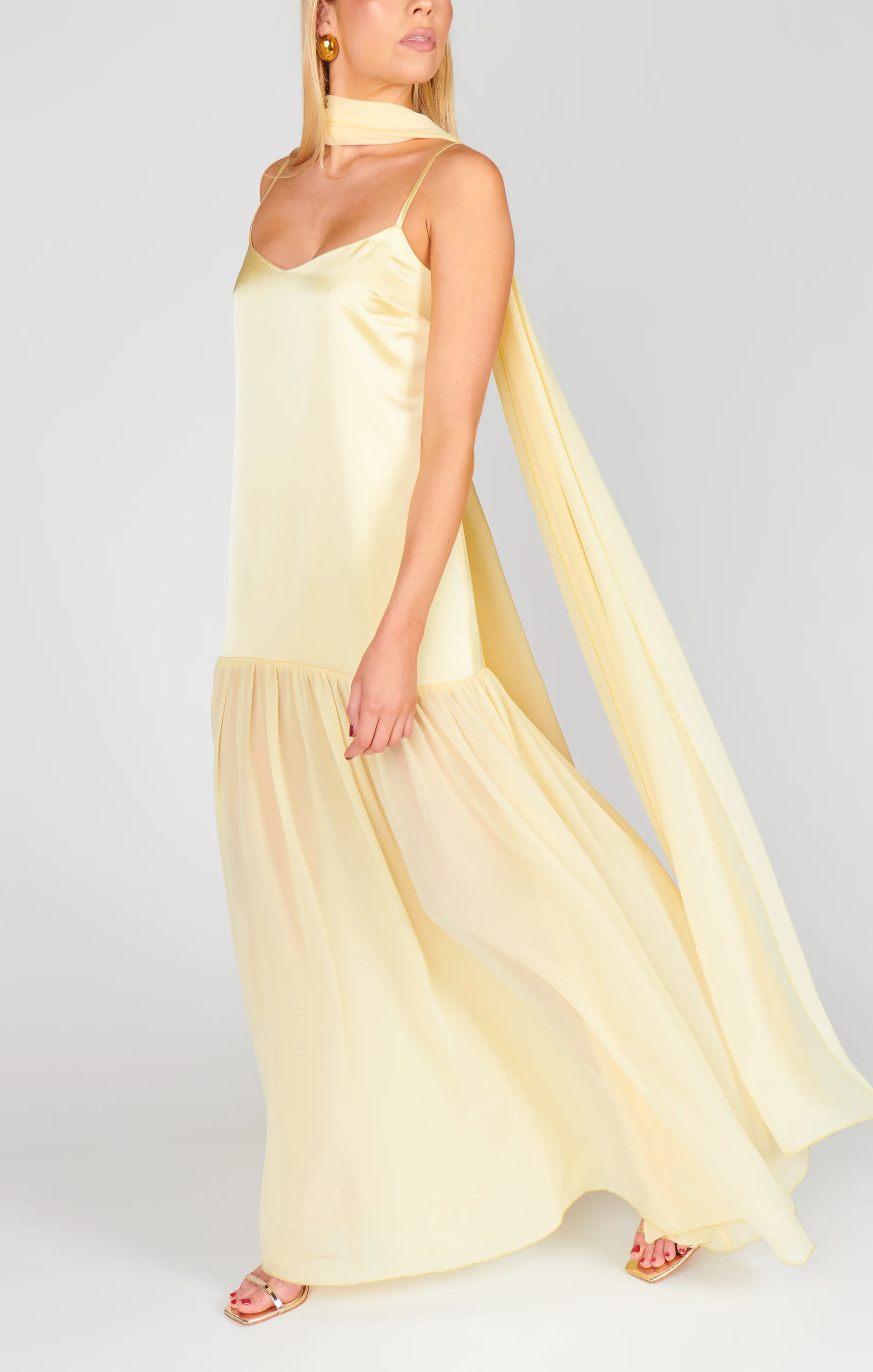 Dalia Maxi Dress ~ Pale Yellow Luxe Satin - Image 7