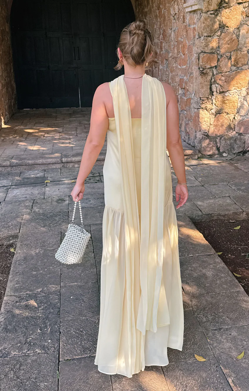 Dalia Maxi Dress ~ Pale Yellow Luxe Satin - Image 9