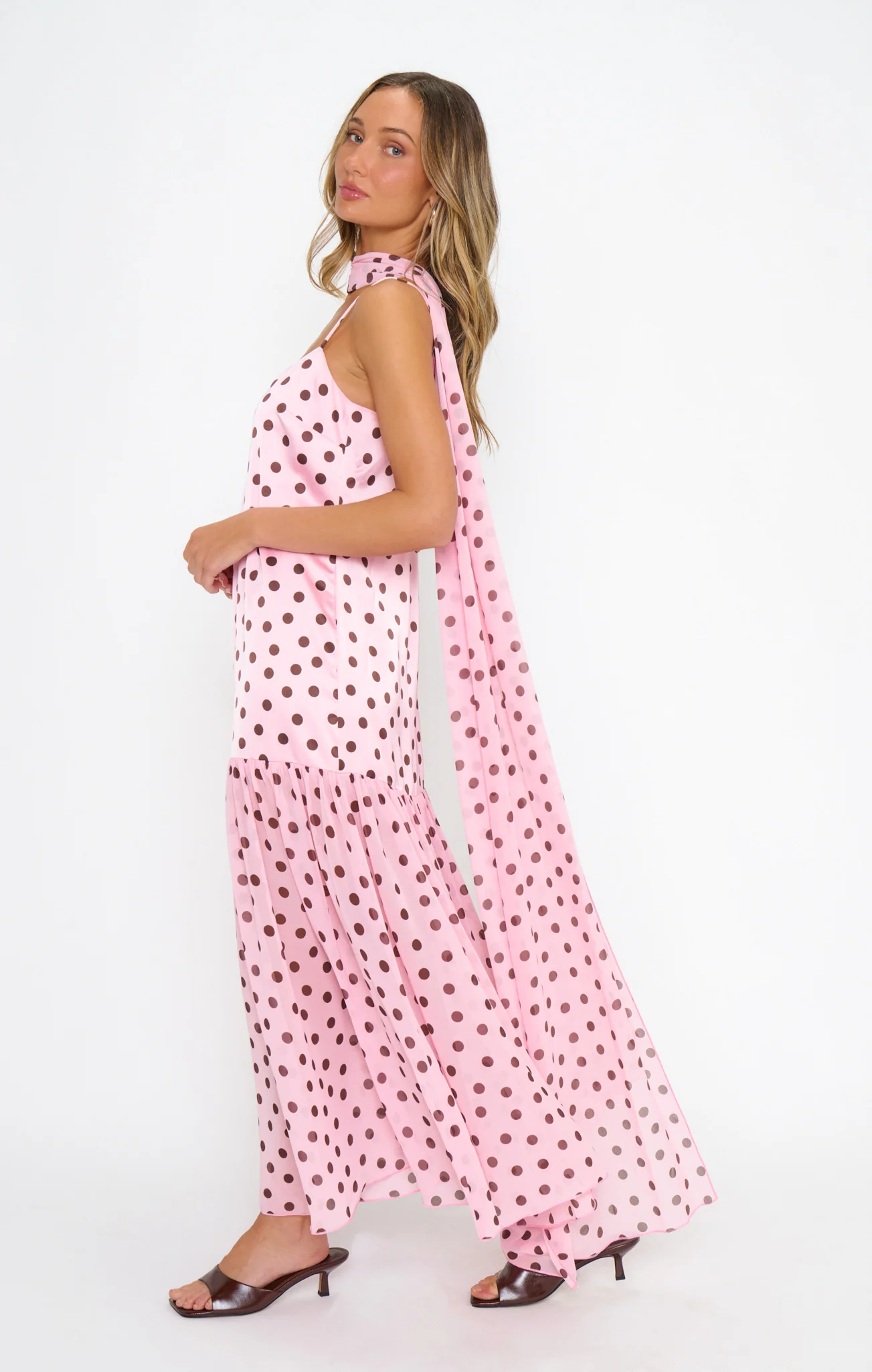 Dalia Maxi Dress ~ Pink Truffle Polka Dot - Image 3