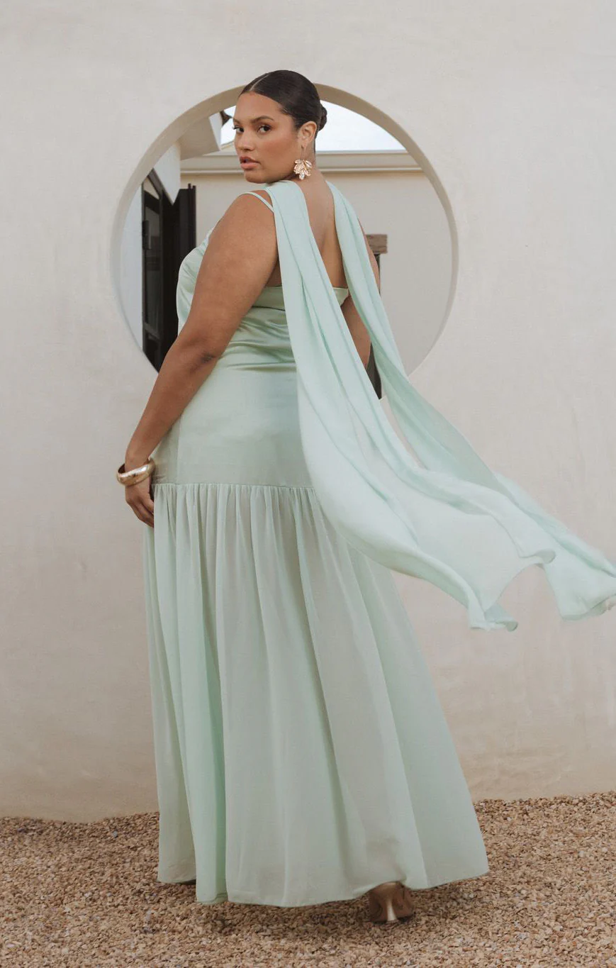 Dalia Maxi Dress ~ Pistachio Luxe Satin - Image 2