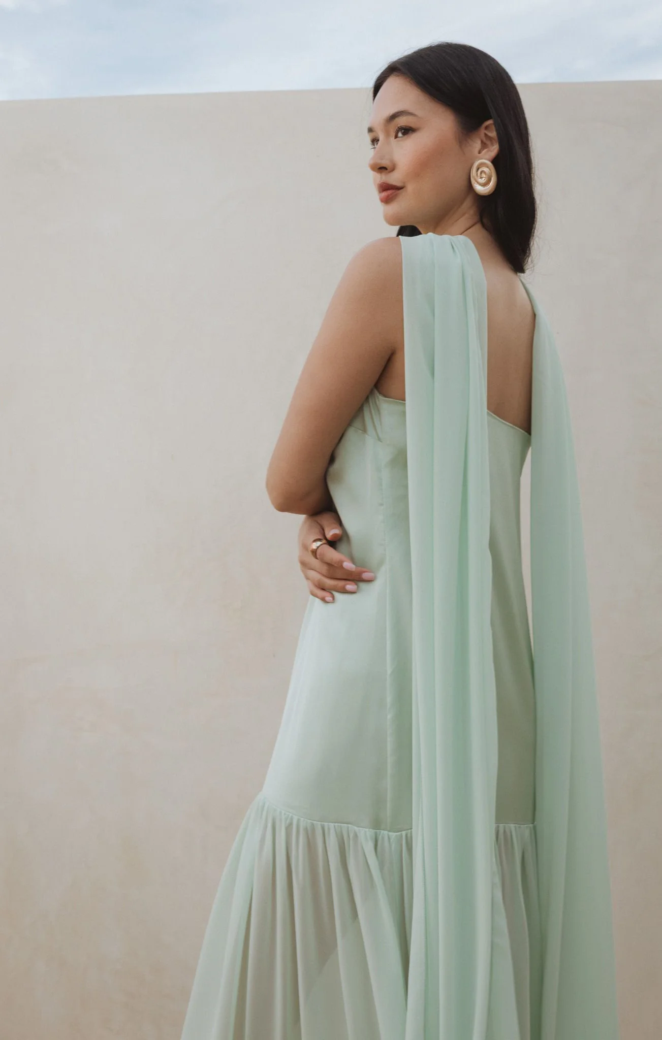 Dalia Maxi Dress ~ Pistachio Luxe Satin - Image 3