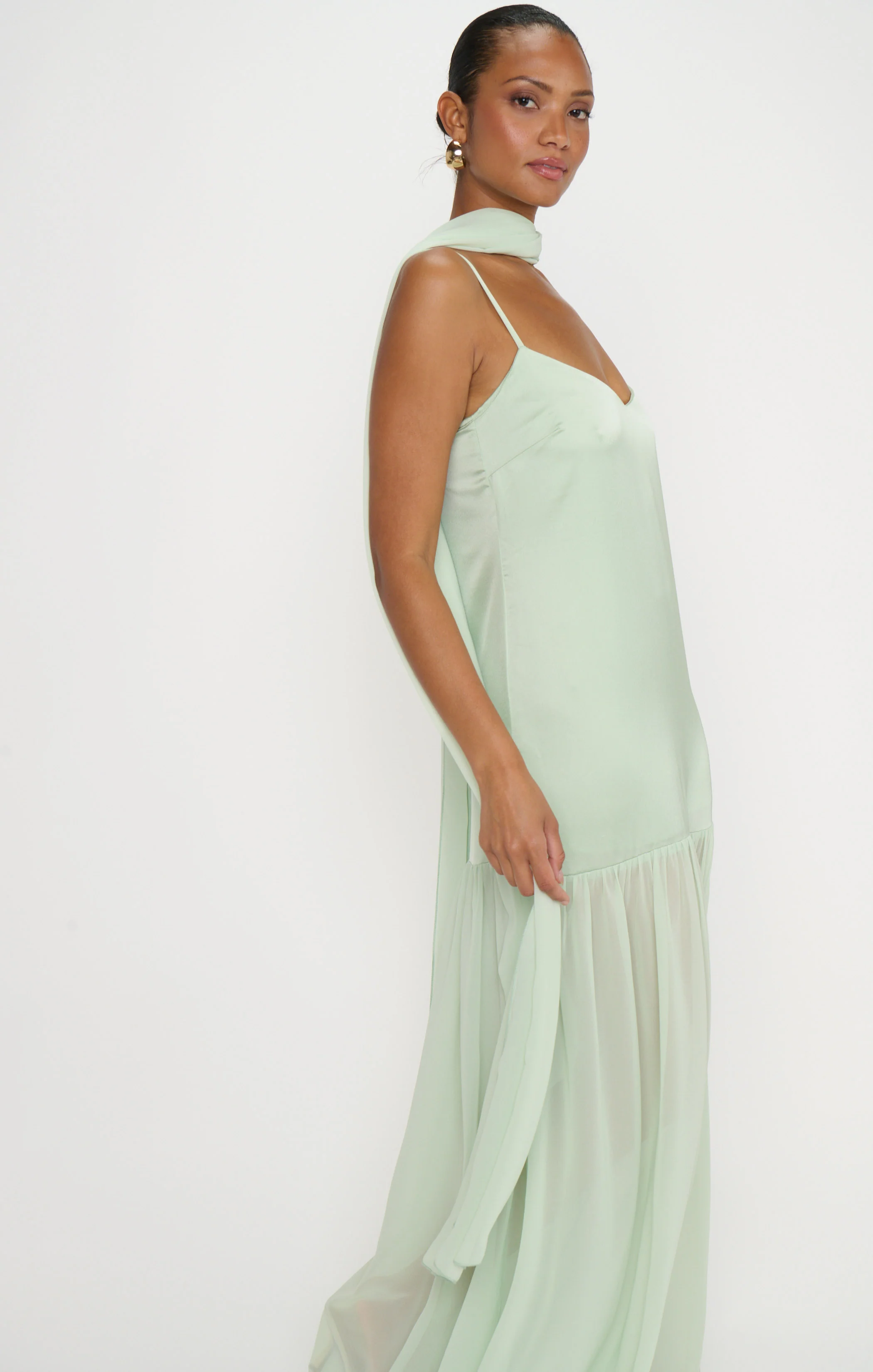 Dalia Maxi Dress ~ Pistachio Luxe Satin - Image 4