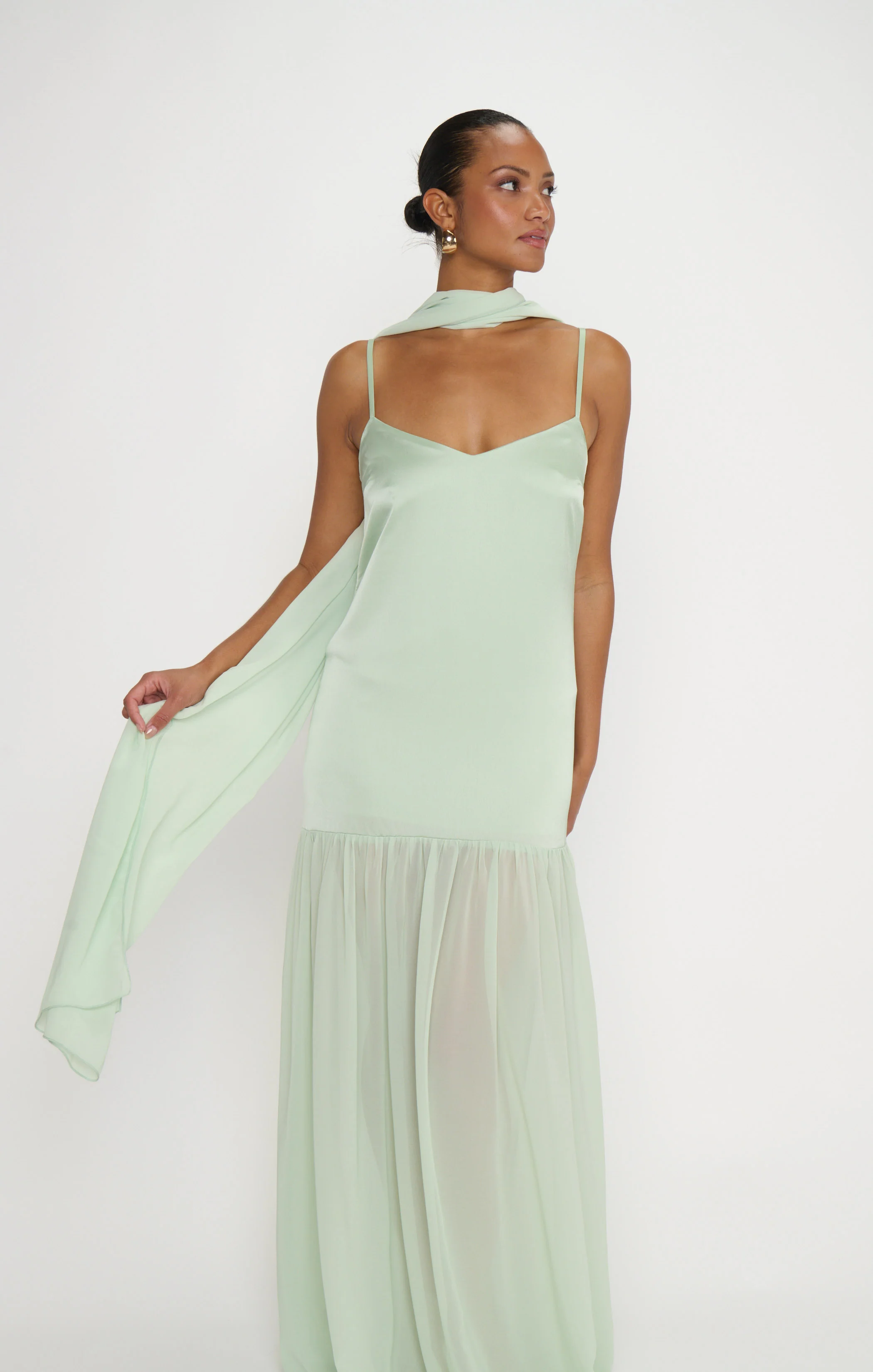 Dalia Maxi Dress ~ Pistachio Luxe Satin - Image 6