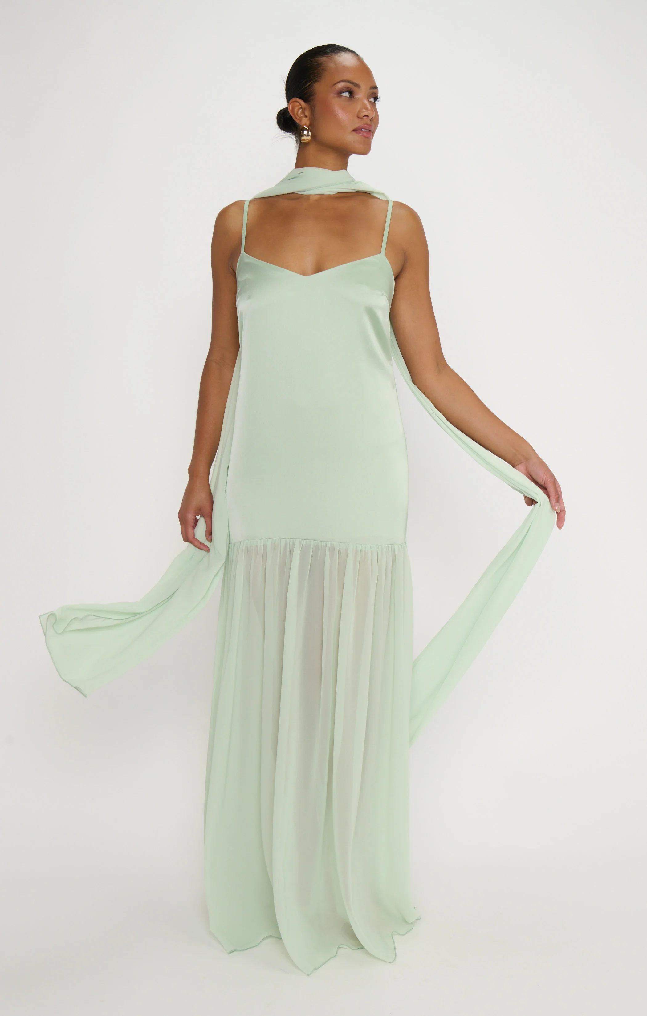 Dalia Maxi Dress ~ Pistachio Luxe Satin - Image 7