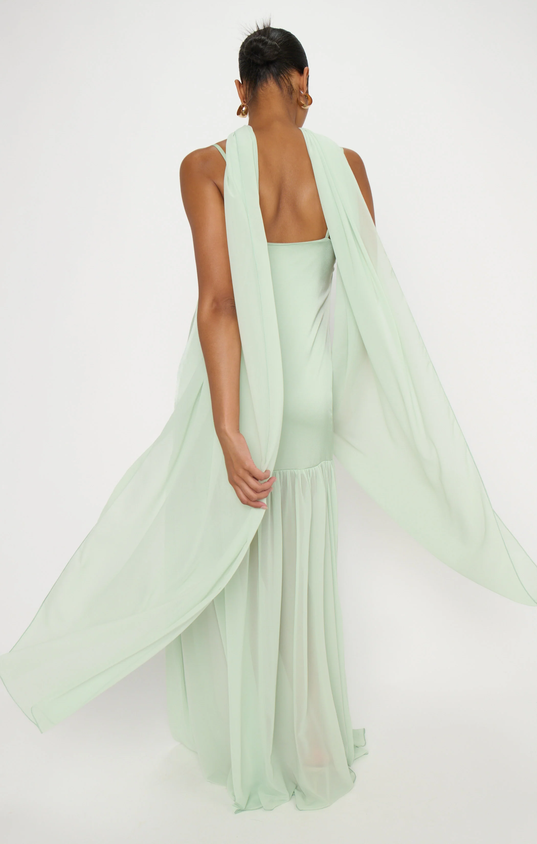 Dalia Maxi Dress ~ Pistachio Luxe Satin - Image 9