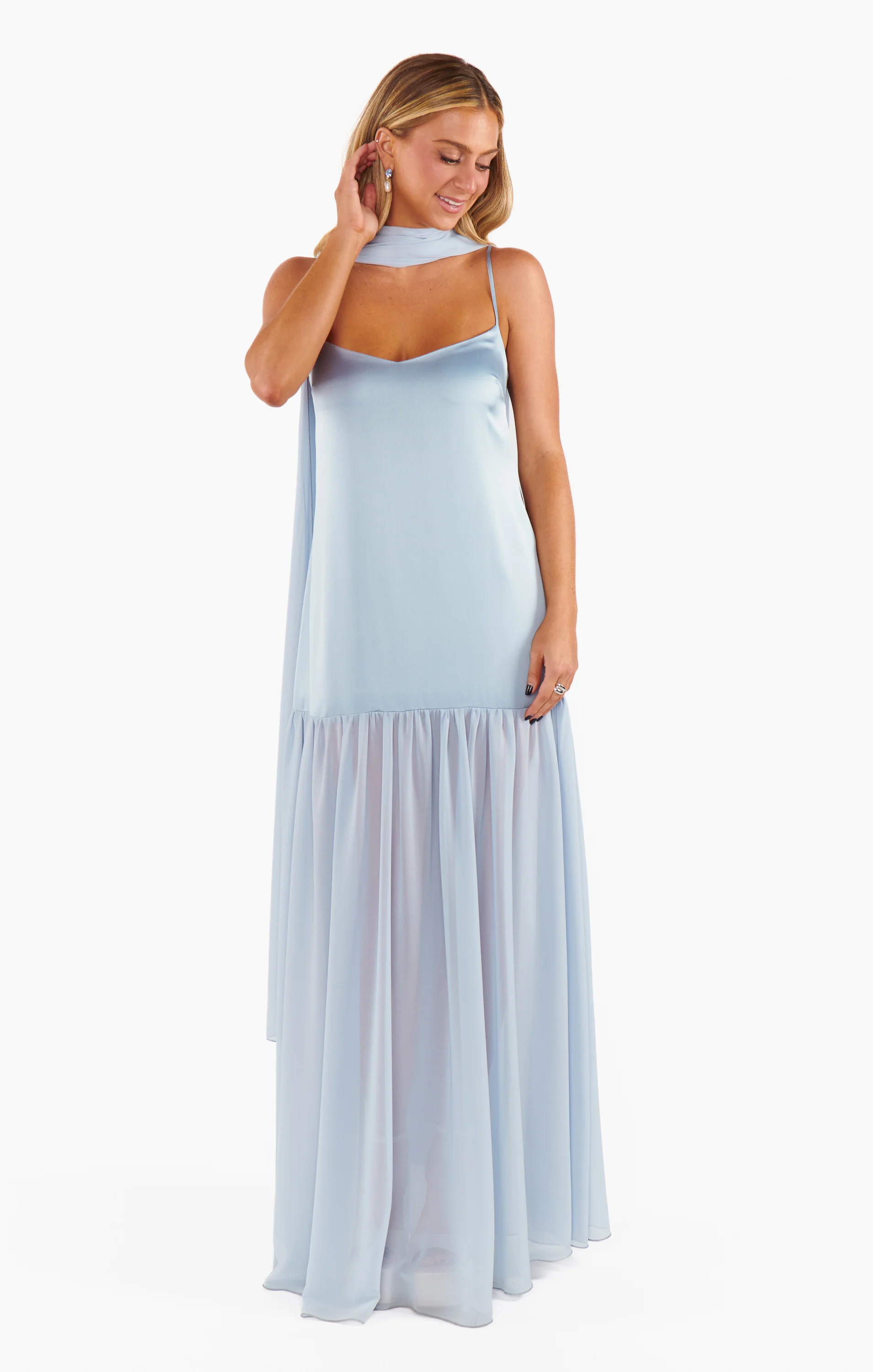 Dalia Maxi Dress ~ Steel Blue Luxe Satin - Image 4