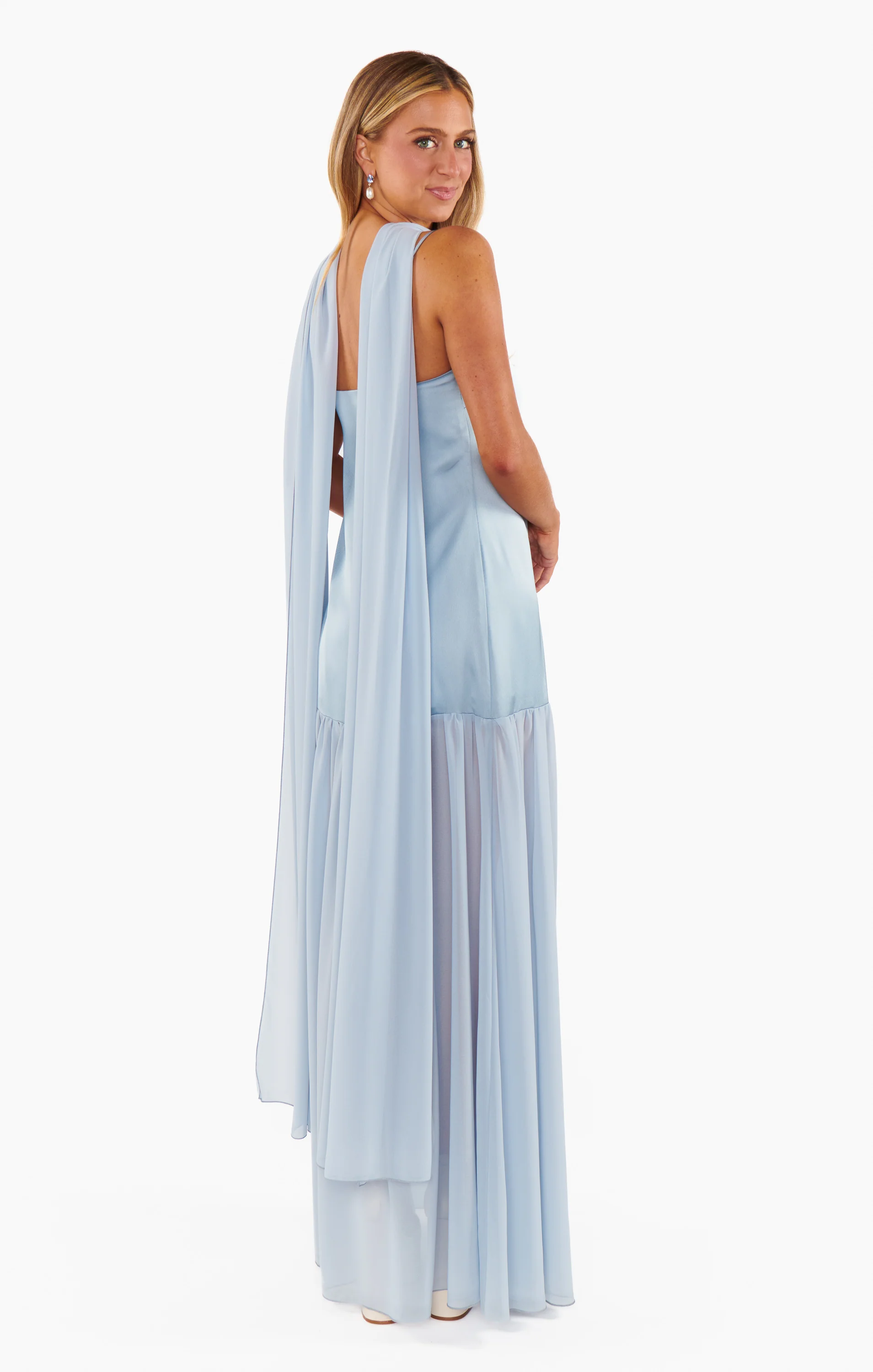 Dalia Maxi Dress ~ Steel Blue Luxe Satin - Image 5