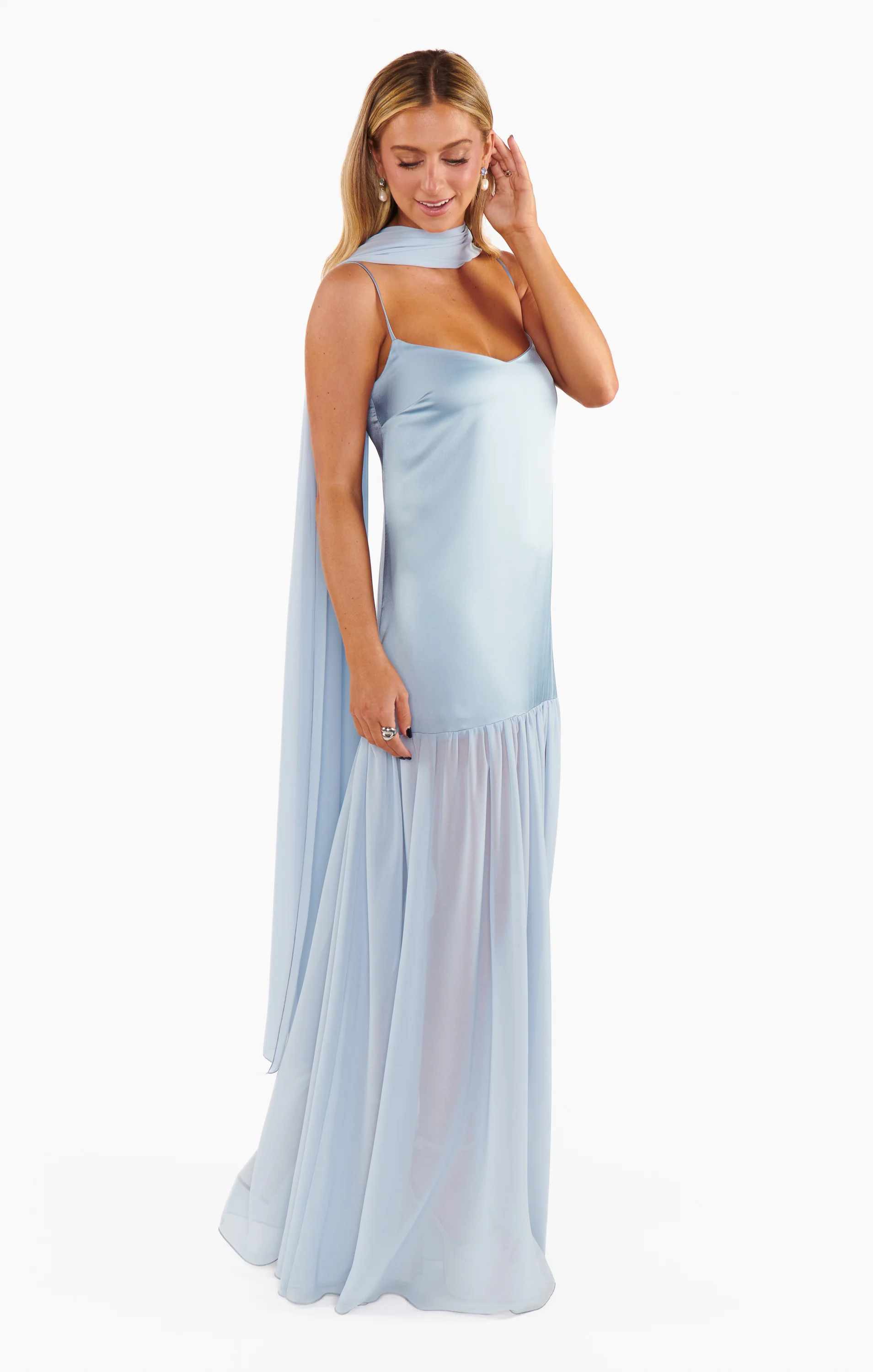 Dalia Maxi Dress ~ Steel Blue Luxe Satin - Image 6