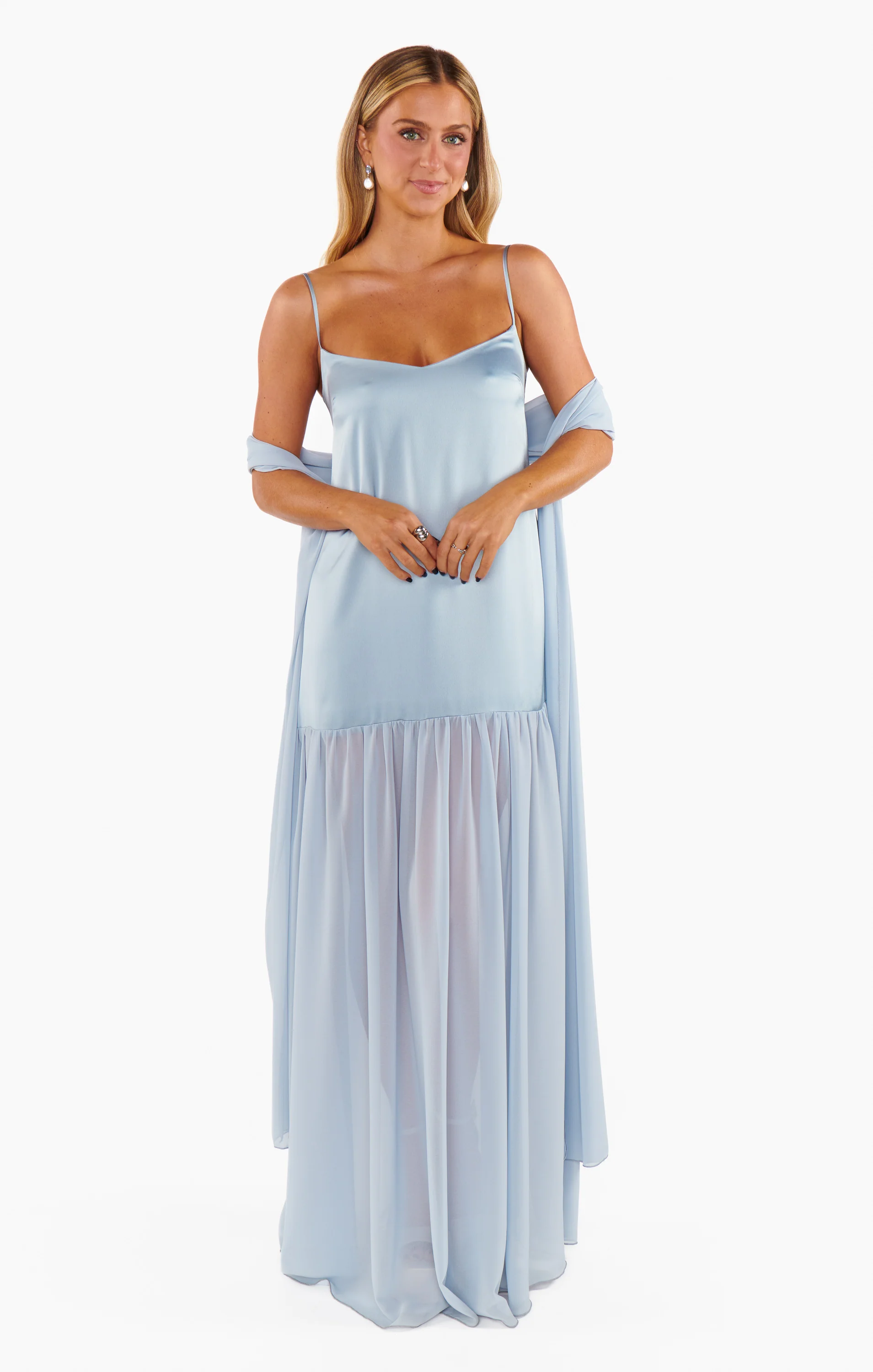 Dalia Maxi Dress ~ Steel Blue Luxe Satin - Image 7