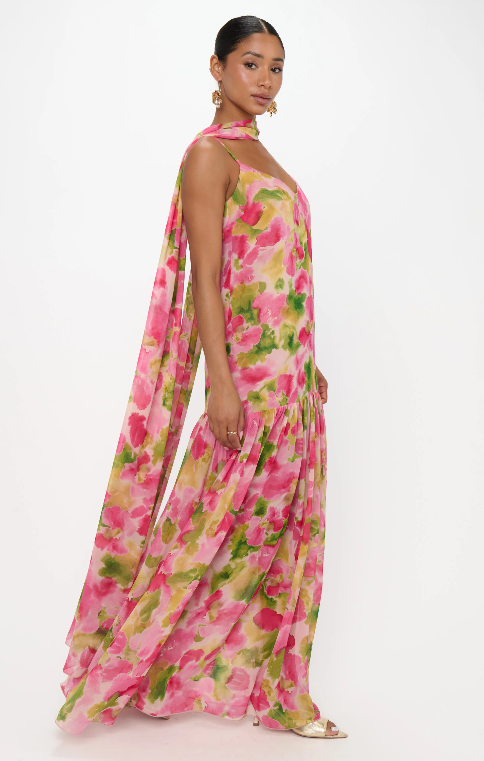 Dalia Maxi Dress ~ Watercolor Floral Chiffon - Image 6