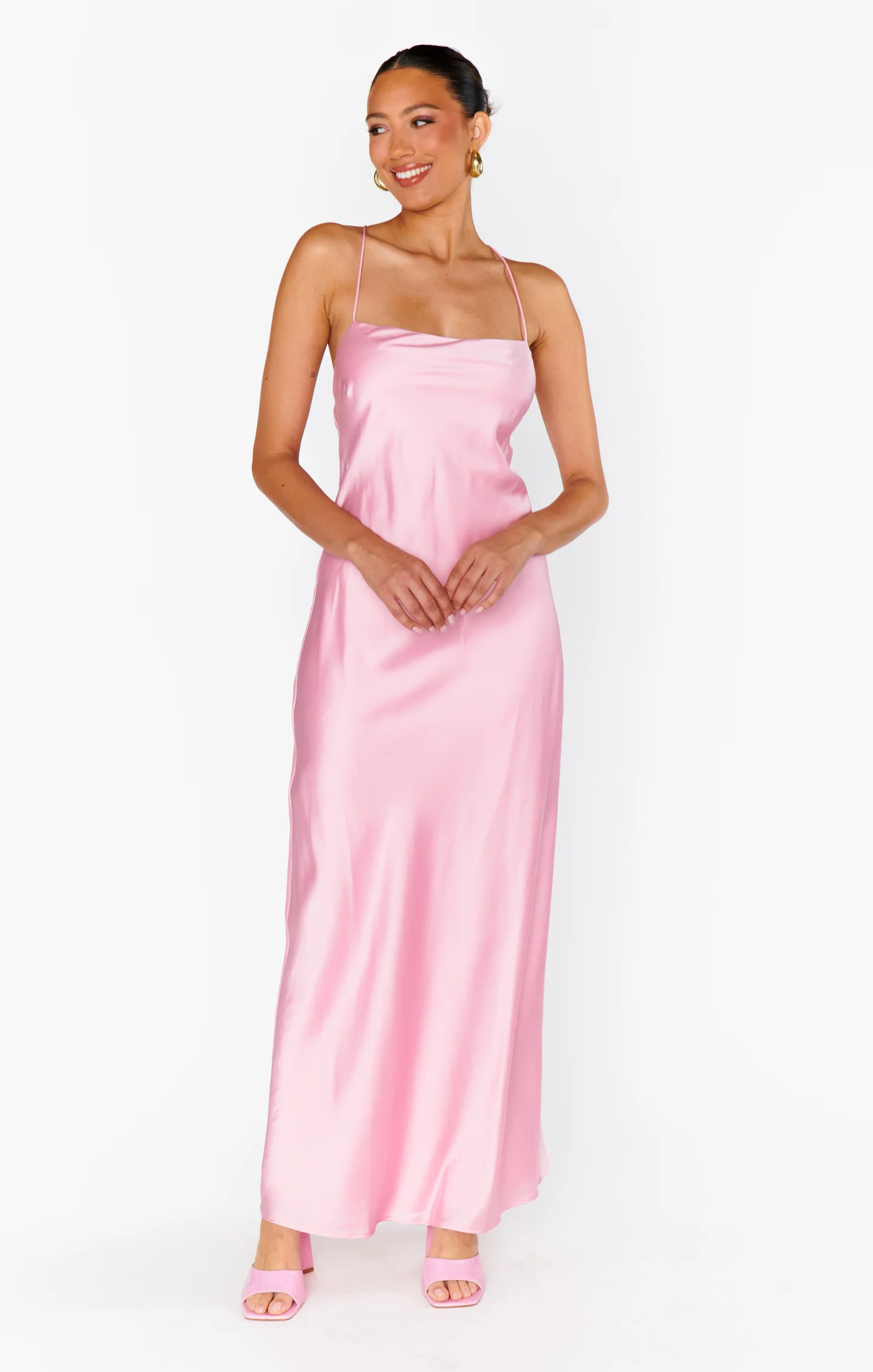 Dani Slip Dress ~ Light Pink Luxe Satin - Image 3