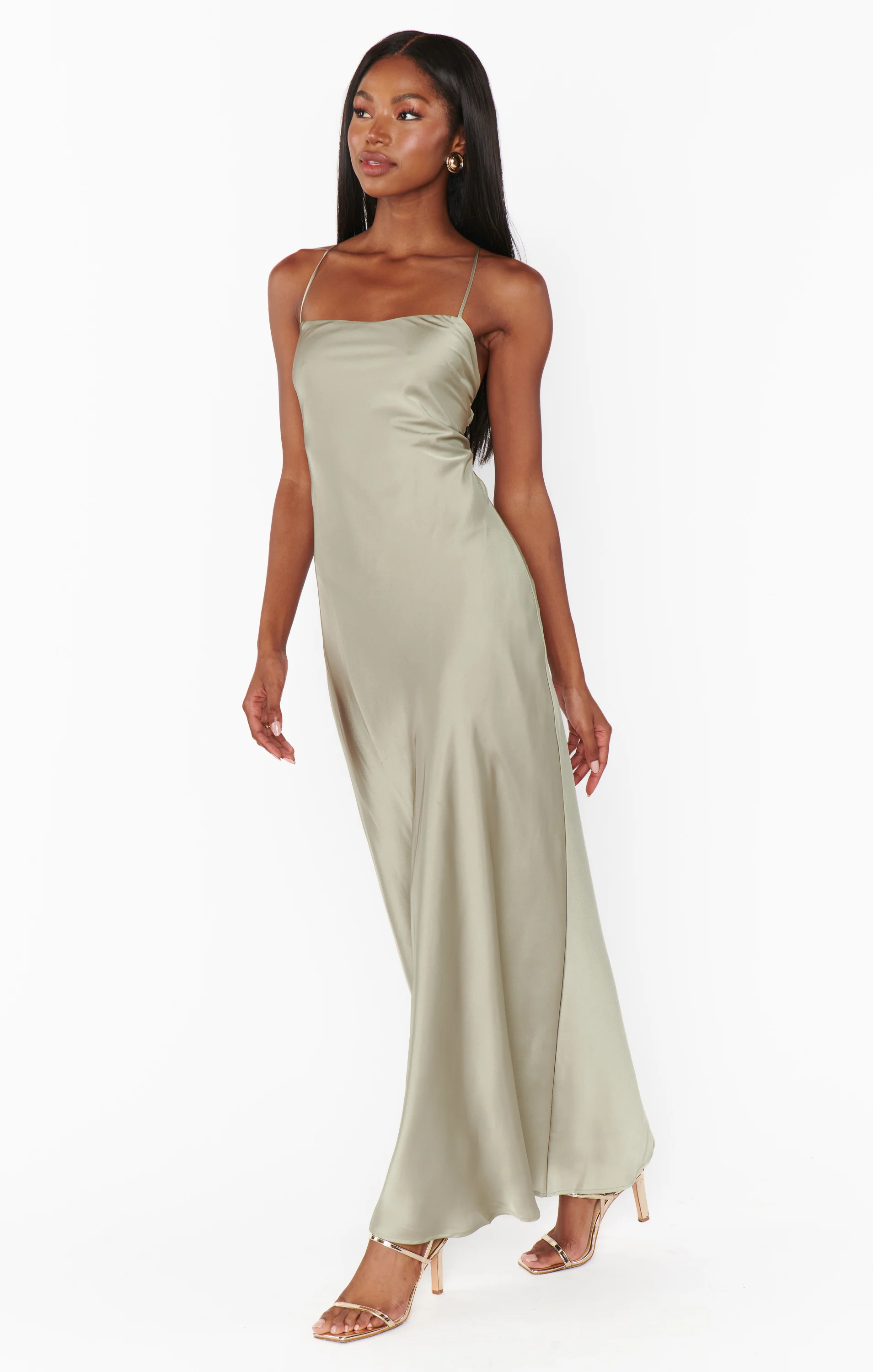 Dani Slip Dress ~ Moss Green Luxe Satin - Image 4