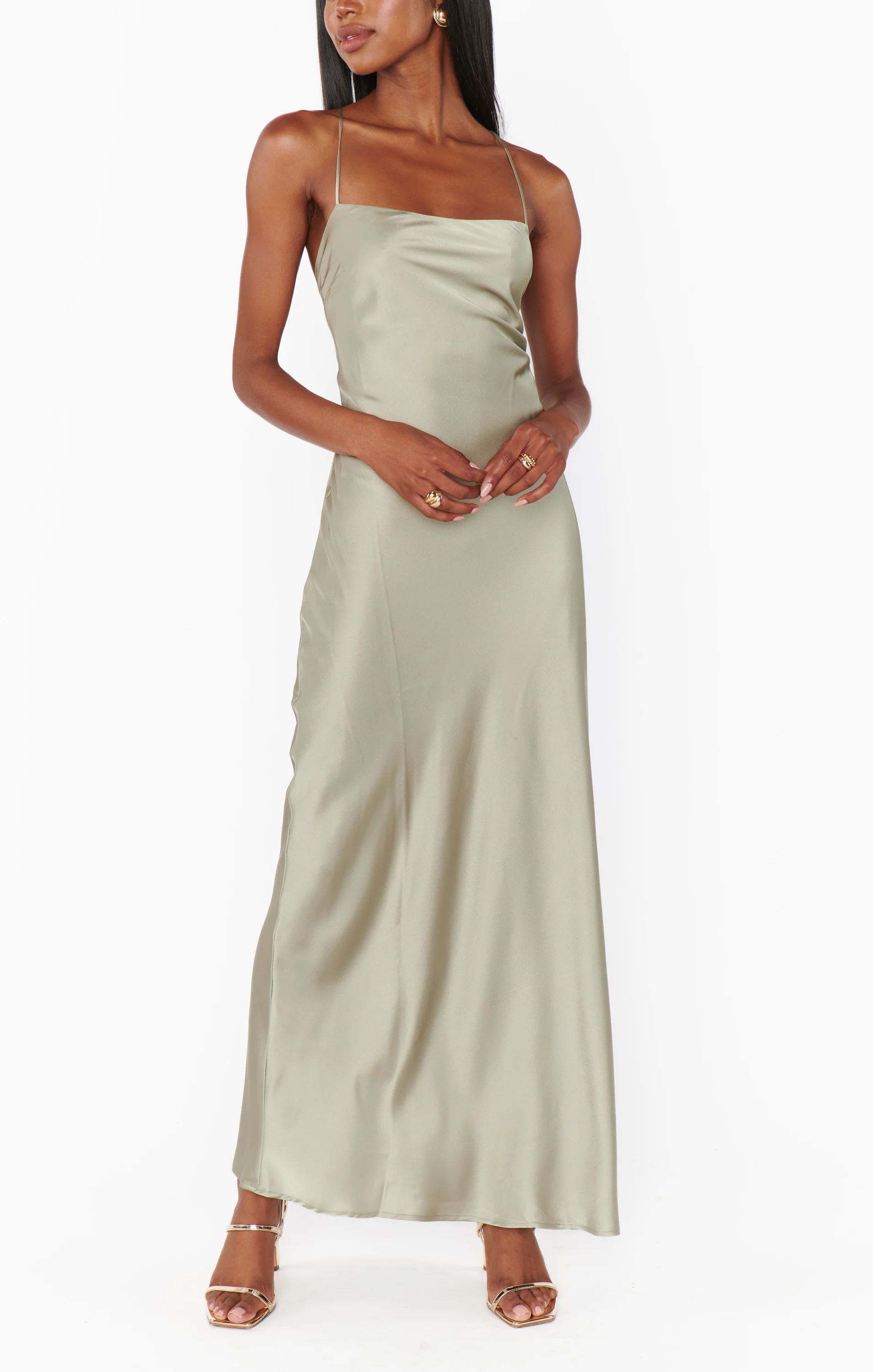 Dani Slip Dress ~ Moss Green Luxe Satin - Image 6