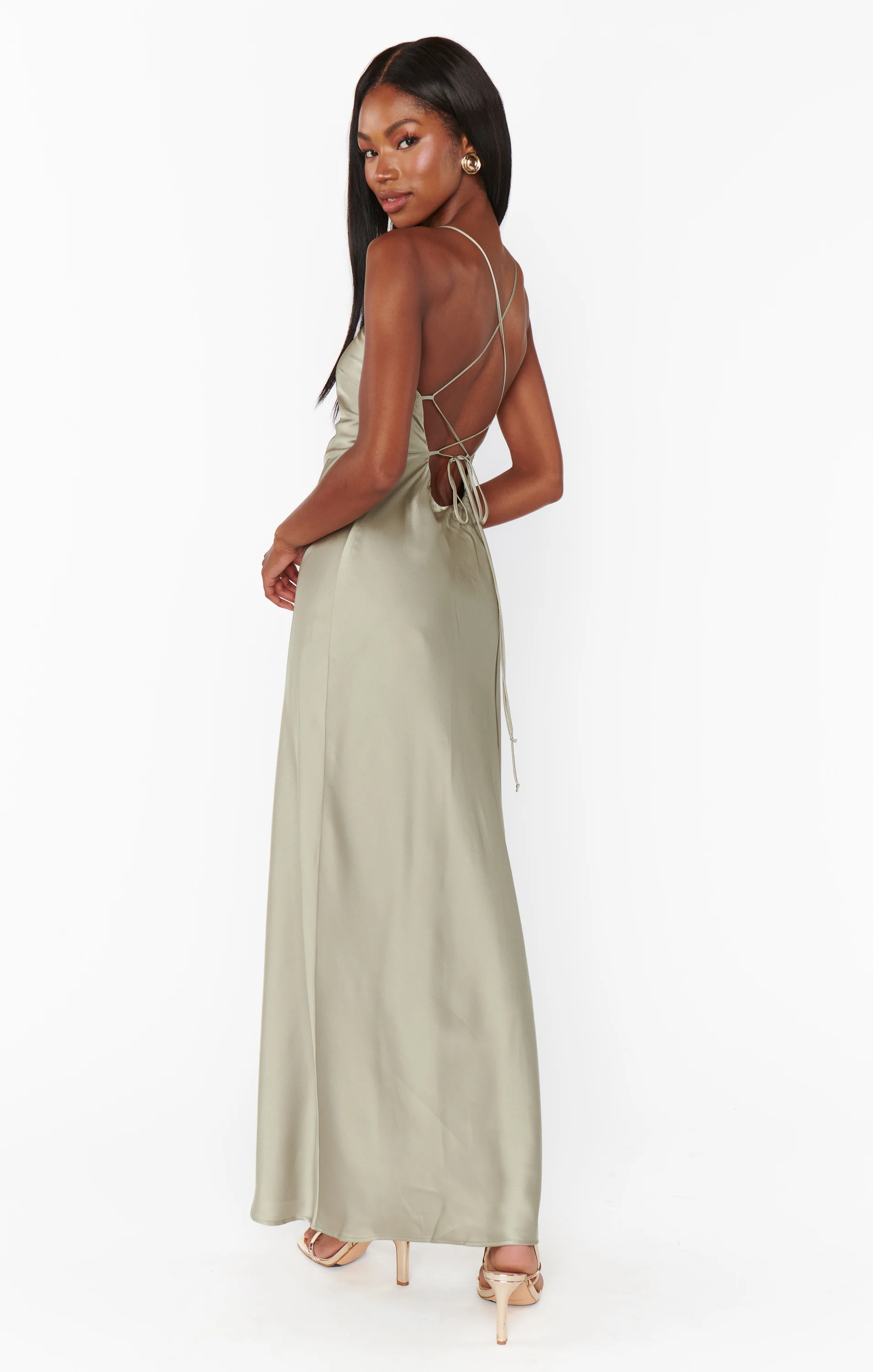 Dani Slip Dress ~ Moss Green Luxe Satin - Image 7