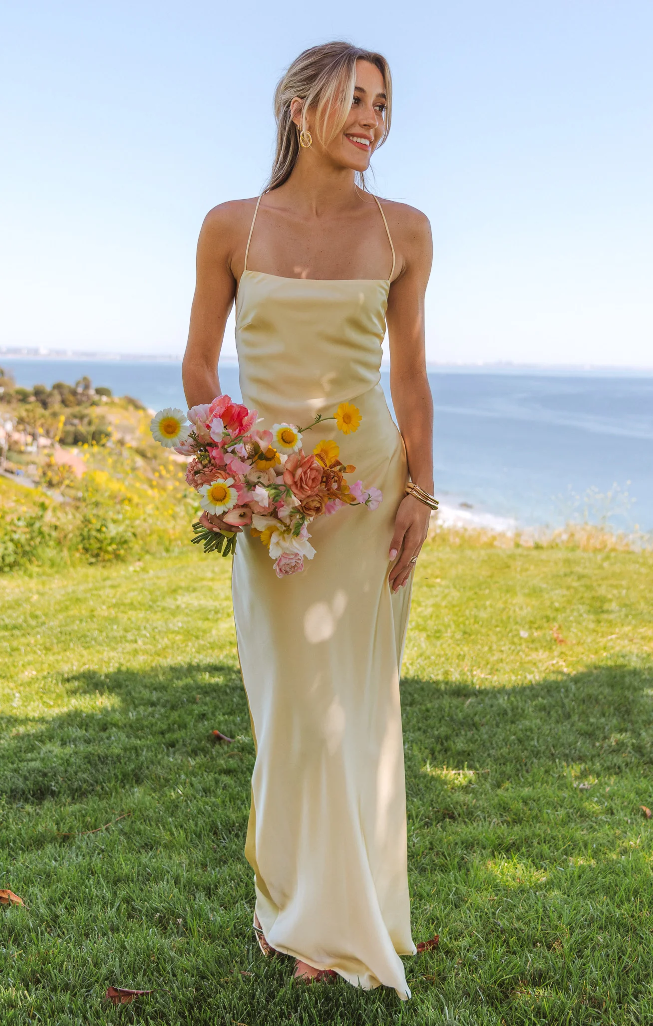 Dani Slip Dress ~ Pale Yellow Luxe Satin - Image 2