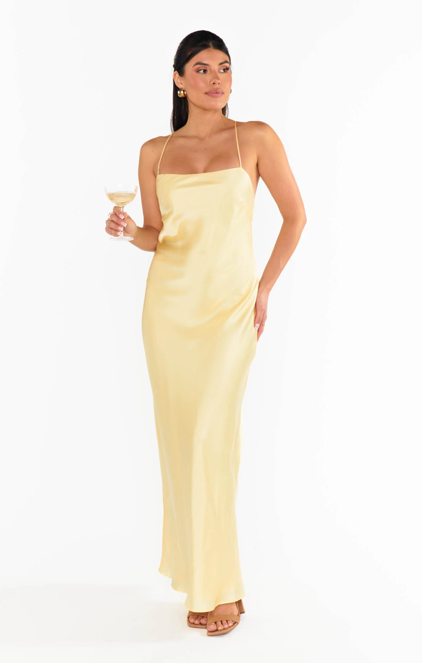 Dani Slip Dress ~ Pale Yellow Luxe Satin - Image 3
