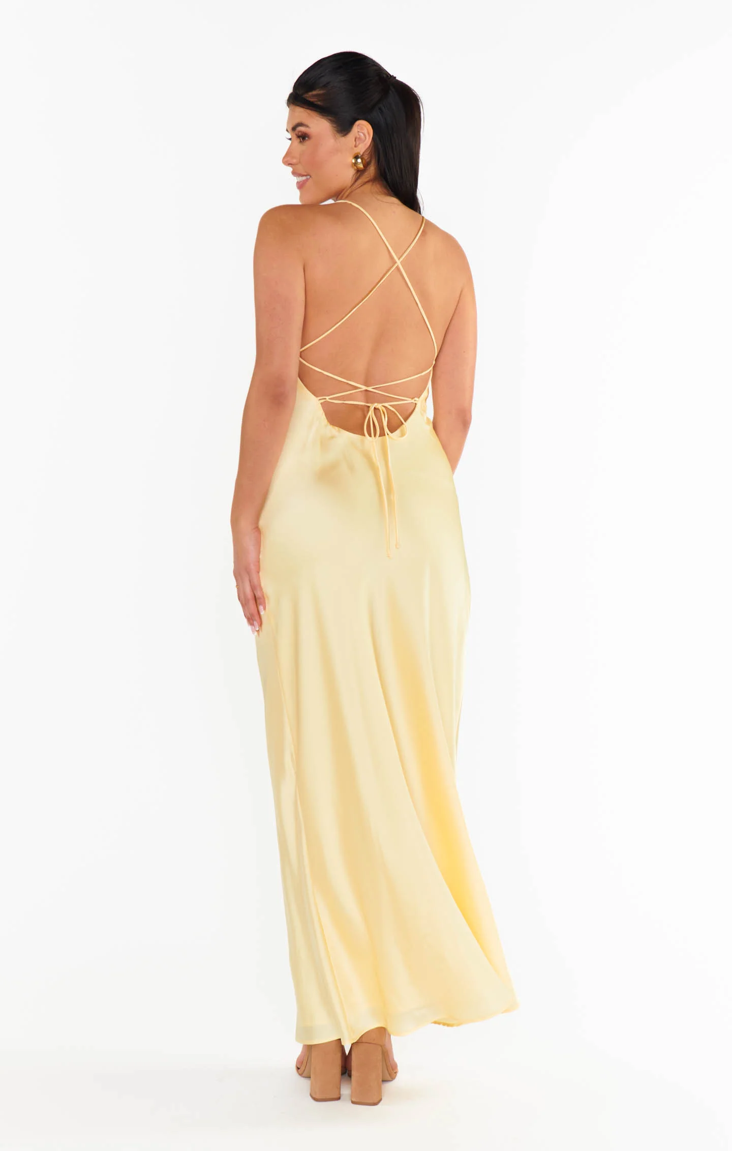 Dani Slip Dress ~ Pale Yellow Luxe Satin - Image 4
