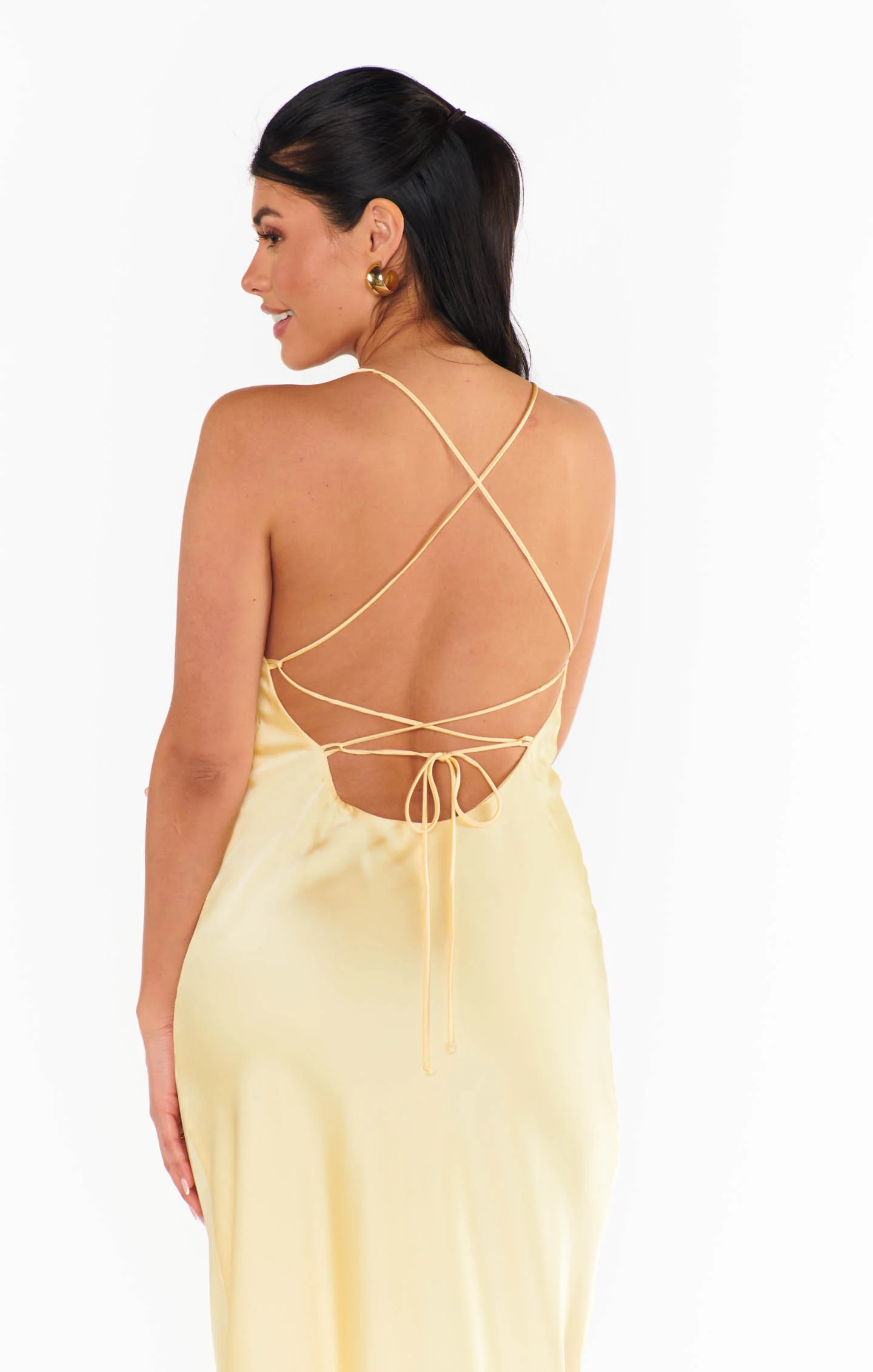 Dani Slip Dress ~ Pale Yellow Luxe Satin - Image 5