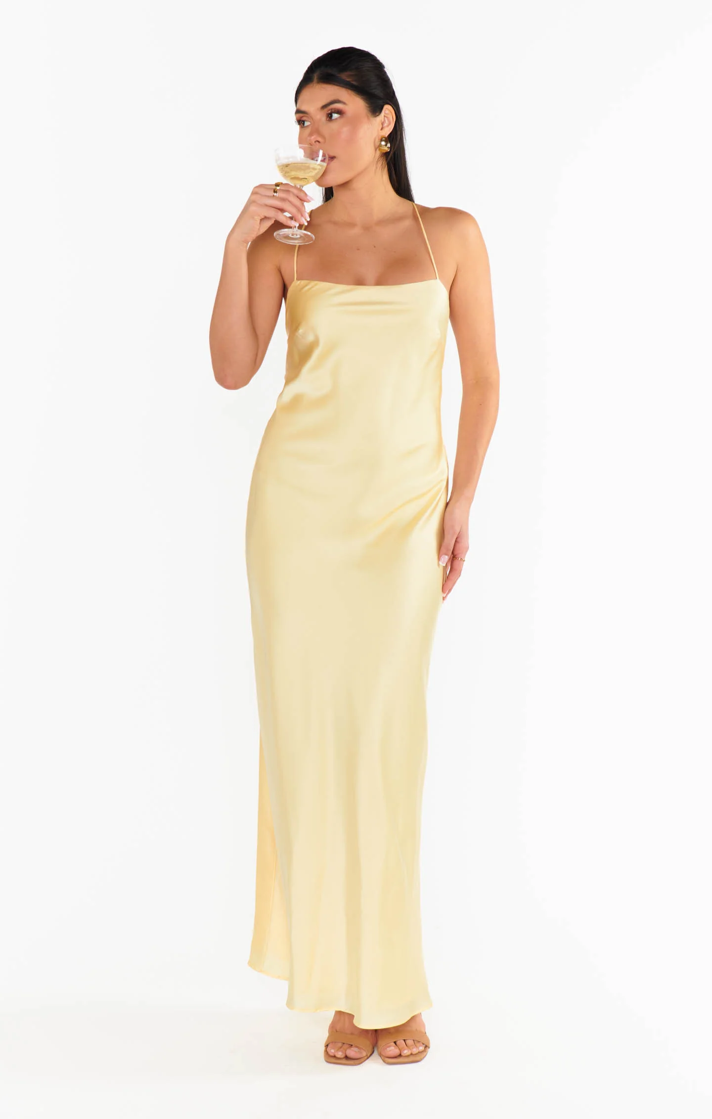Dani Slip Dress ~ Pale Yellow Luxe Satin - Image 6