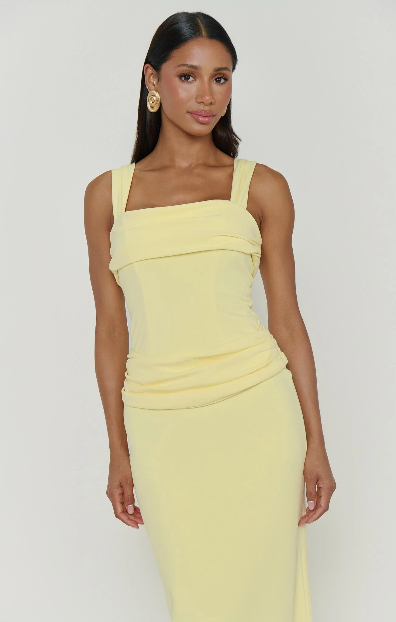Danielle Maxi Dress ~ Pale Yellow Stretch - Image 2