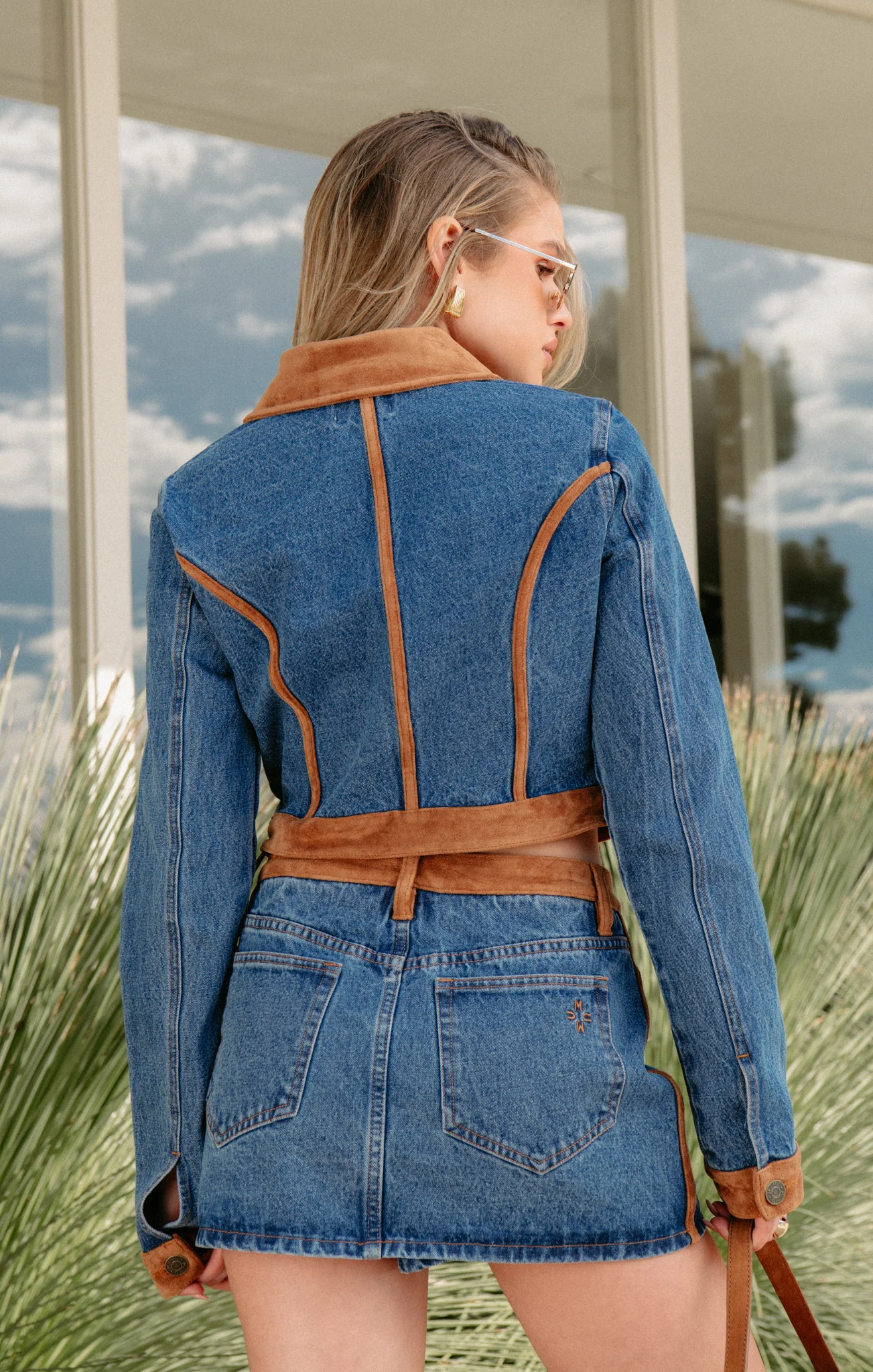 Dawson Skort ~ Indigo with Faux Suede - Image 3