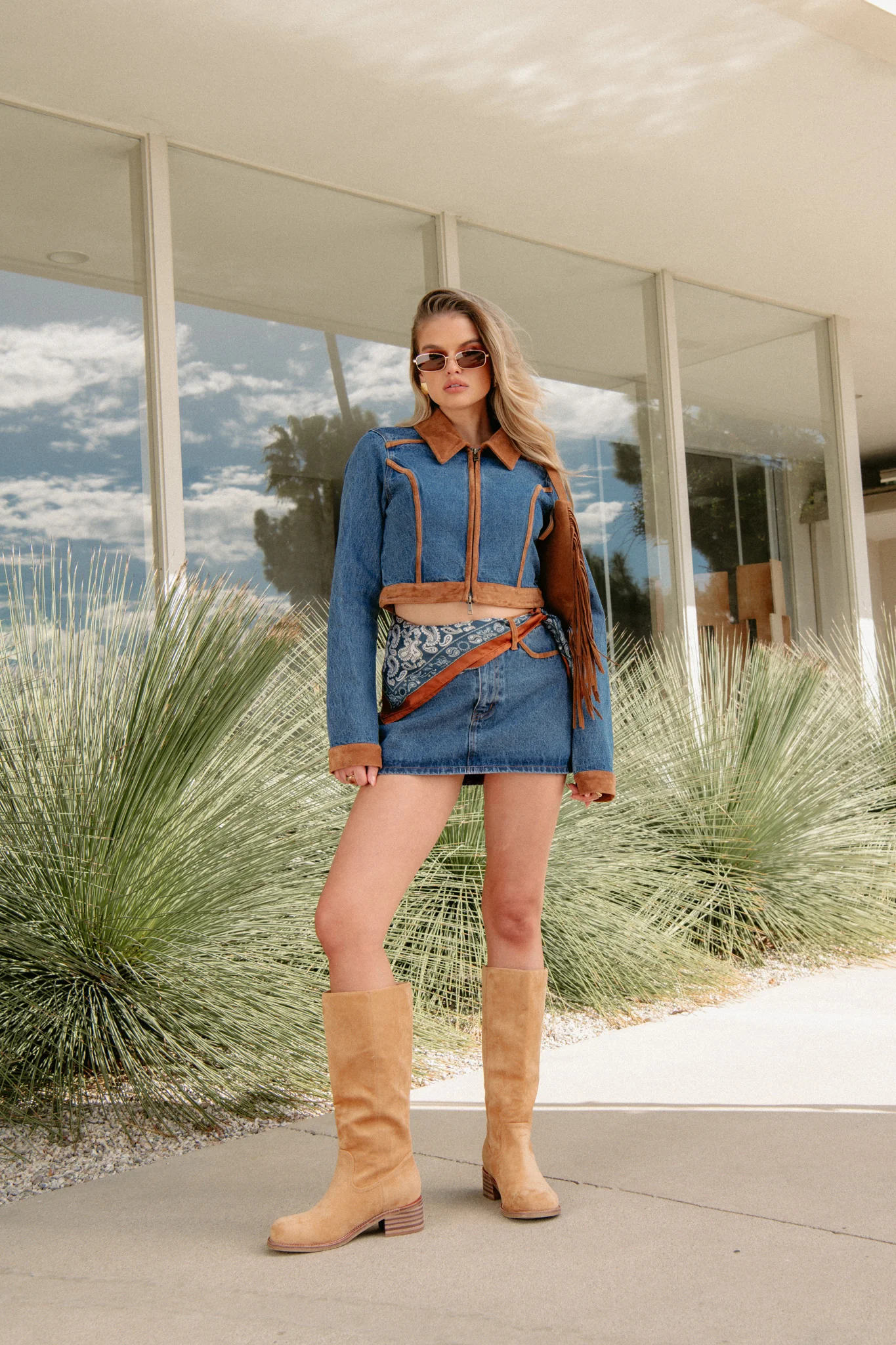 Dawson Skort ~ Indigo with Faux Suede - Image 7