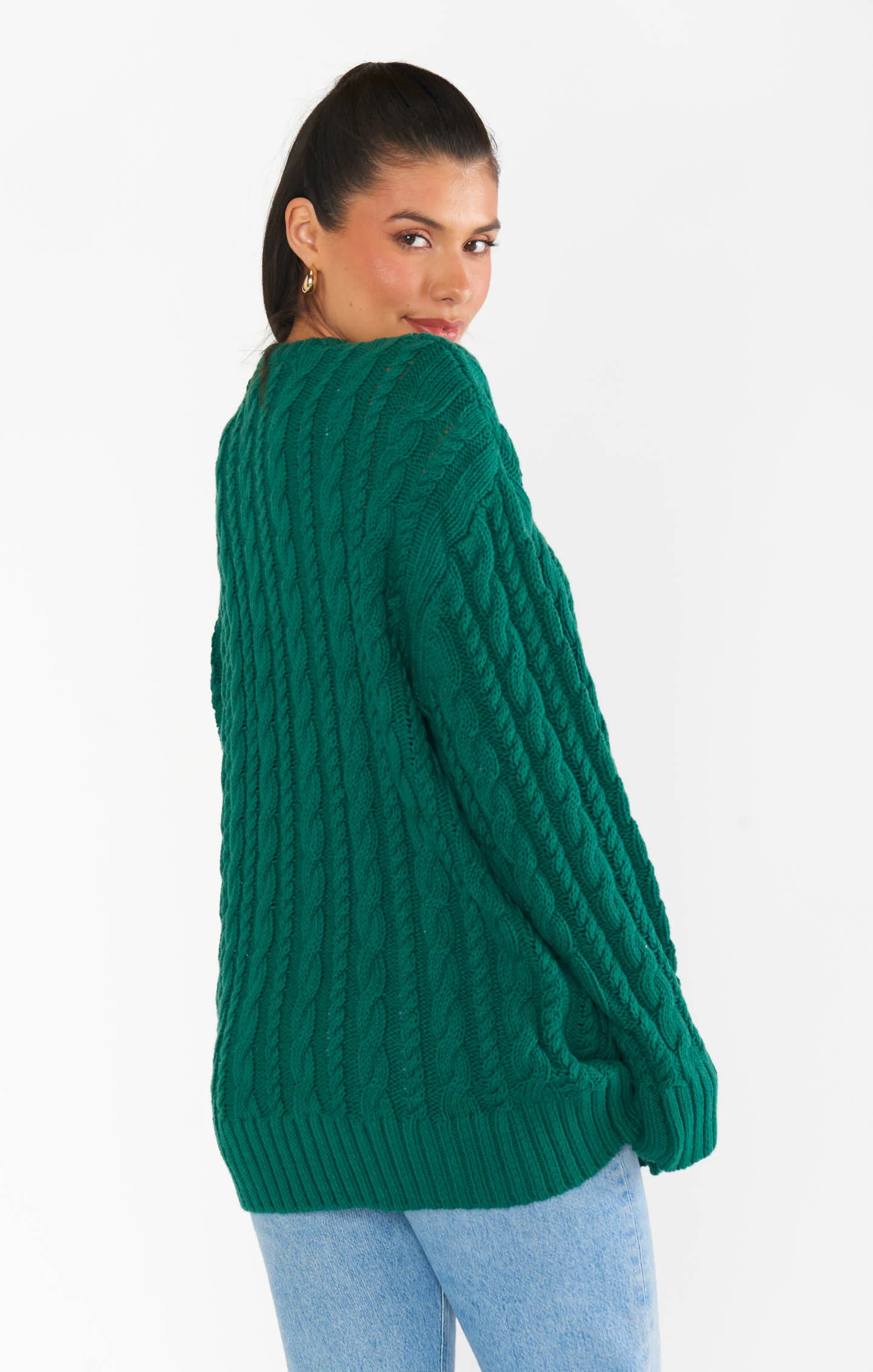 Day to Day Tunic Sweater ~ Emerald Cable Knit - Image 10