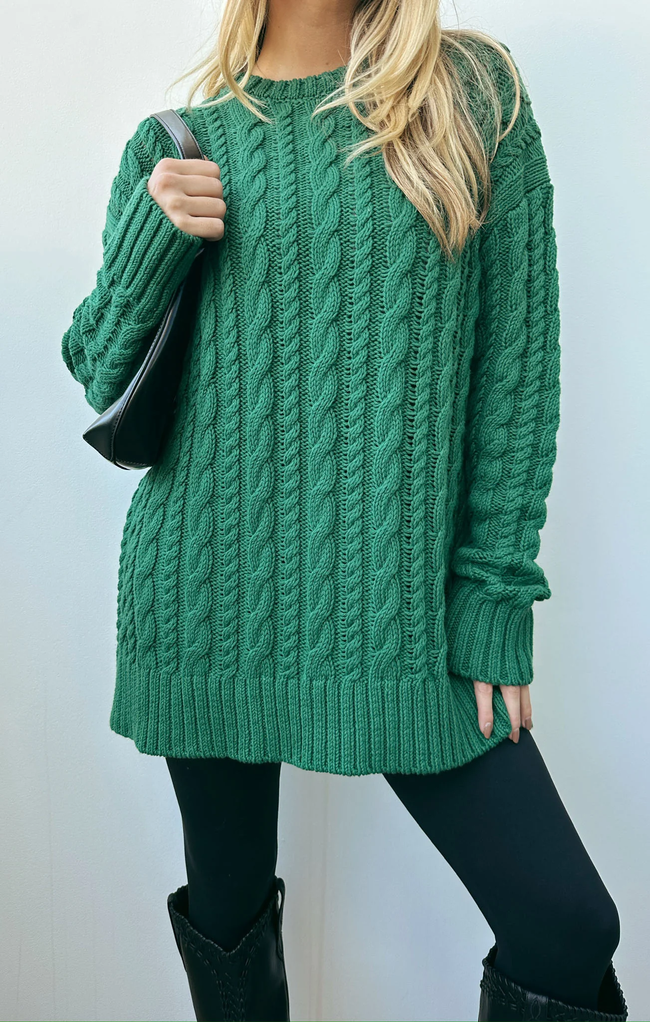 Day to Day Tunic Sweater ~ Emerald Cable Knit - Image 3