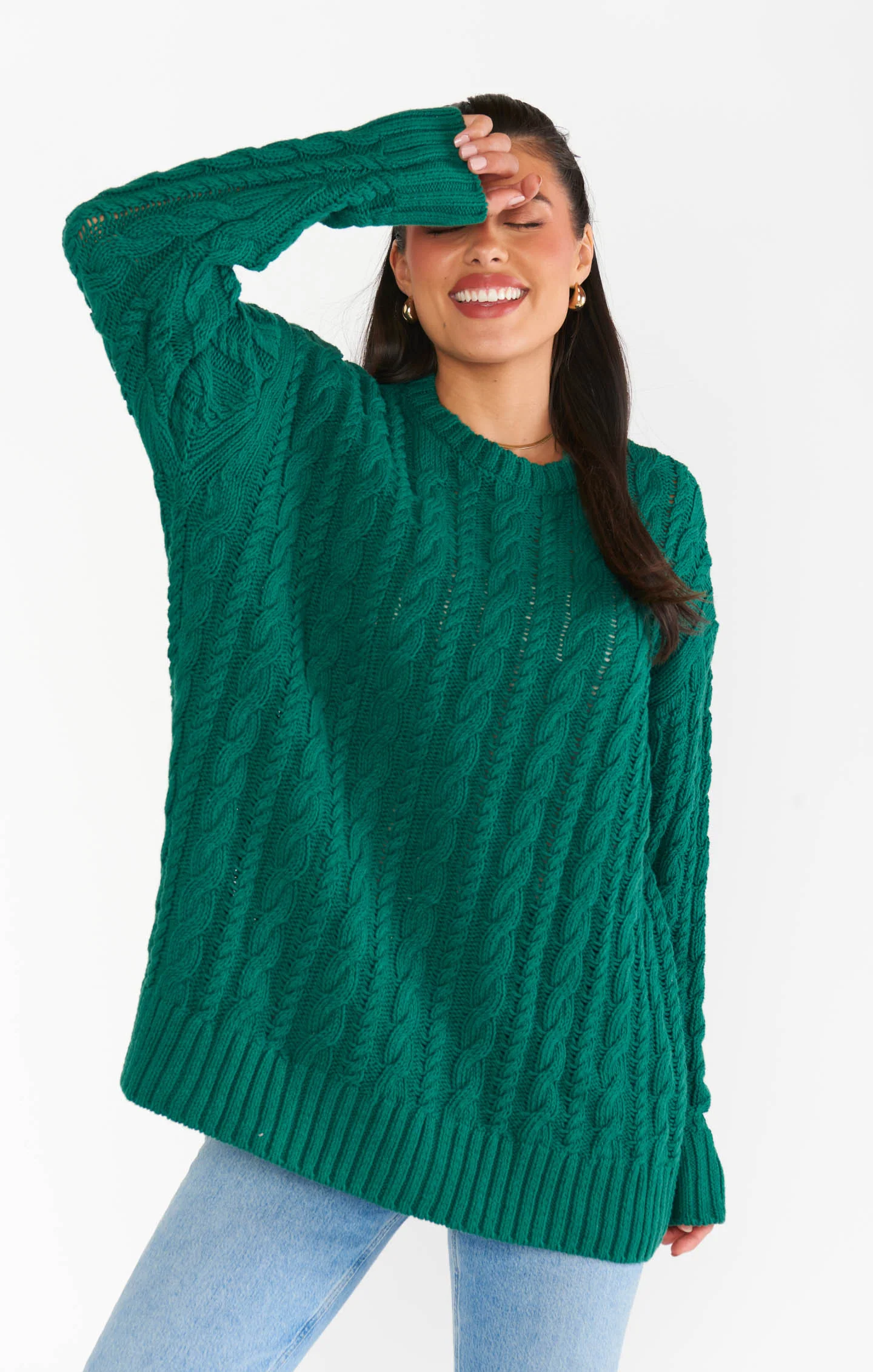 Day to Day Tunic Sweater ~ Emerald Cable Knit - Image 4