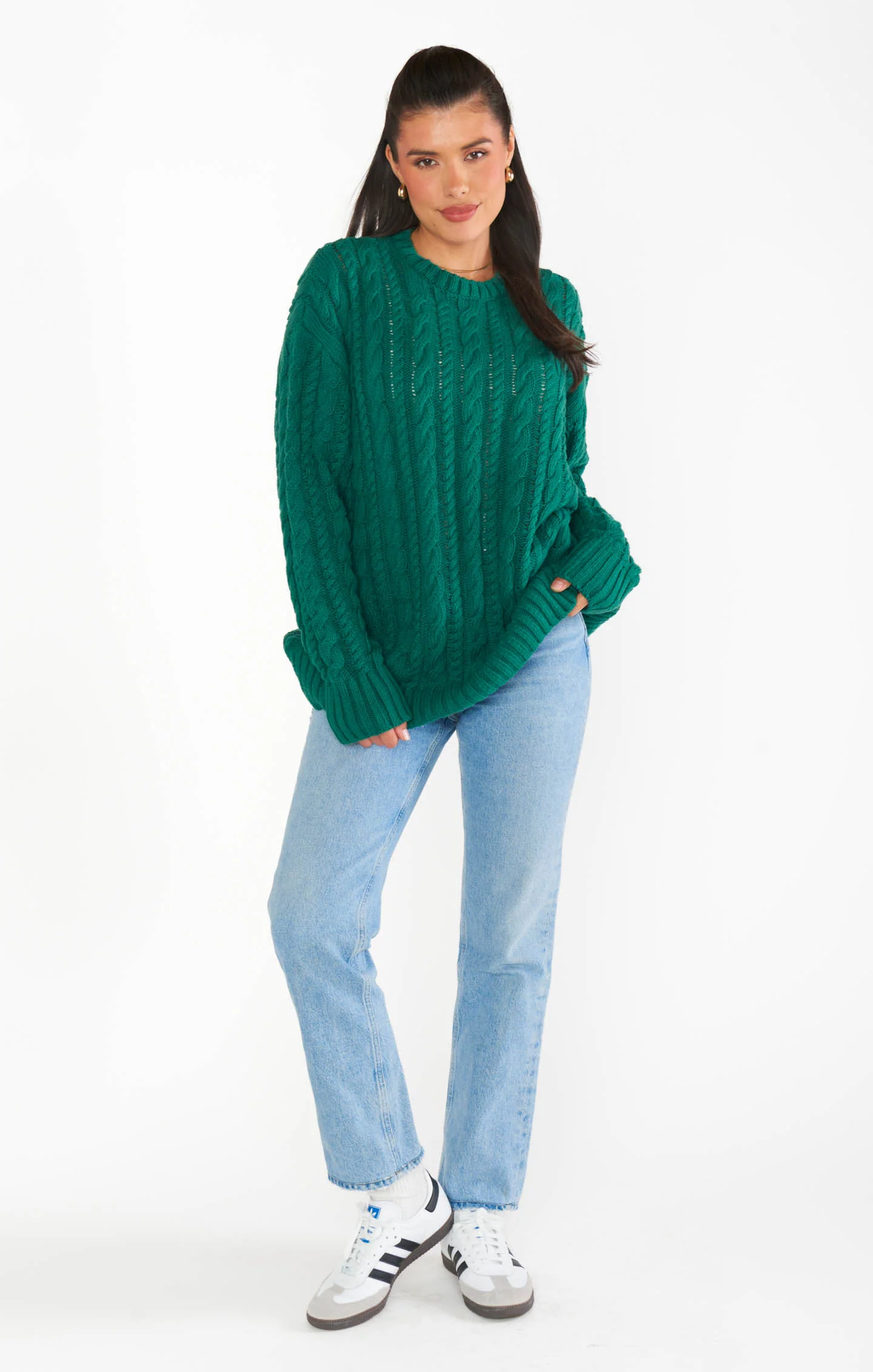 Day to Day Tunic Sweater ~ Emerald Cable Knit - Image 5