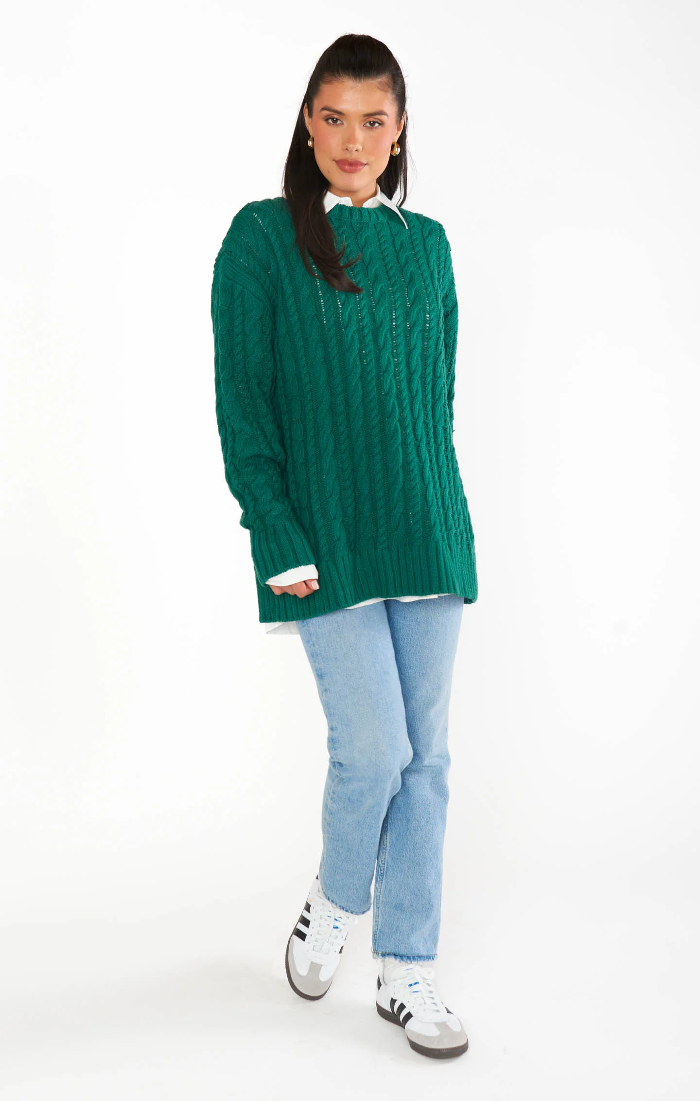 Day to Day Tunic Sweater ~ Emerald Cable Knit - Image 6