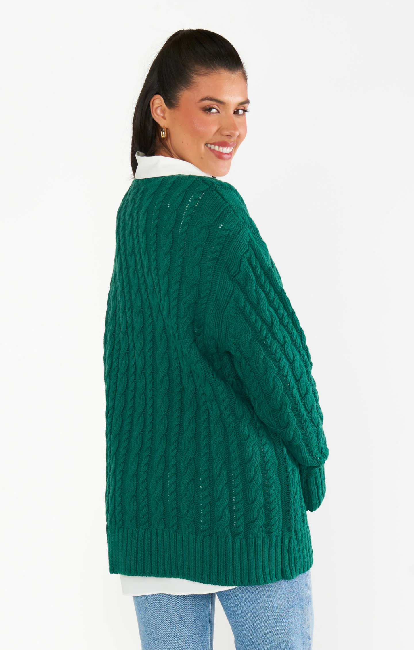 Day to Day Tunic Sweater ~ Emerald Cable Knit - Image 9