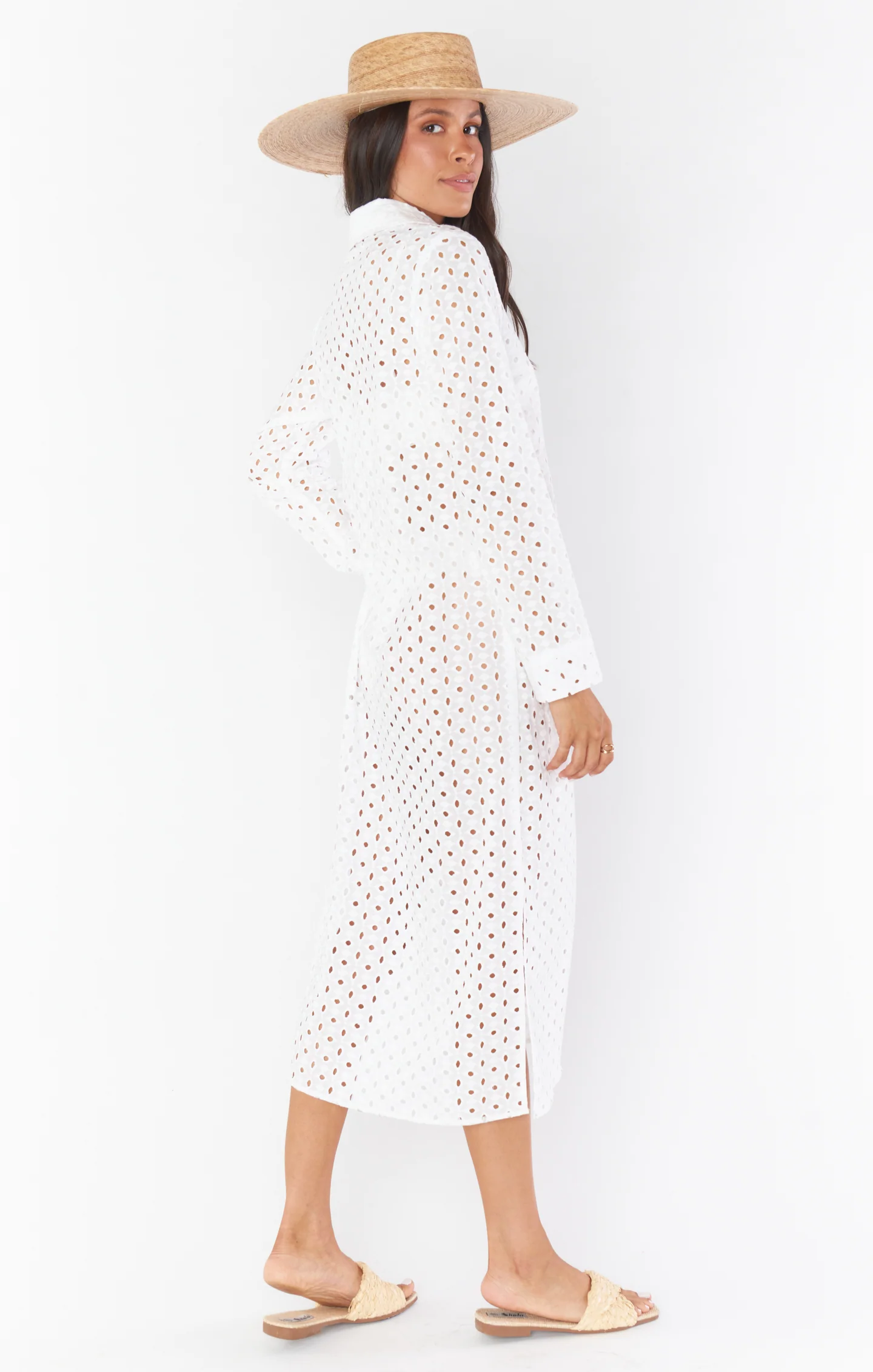 Dayton Button Down Midi Dress ~ White Eyelet - Image 7