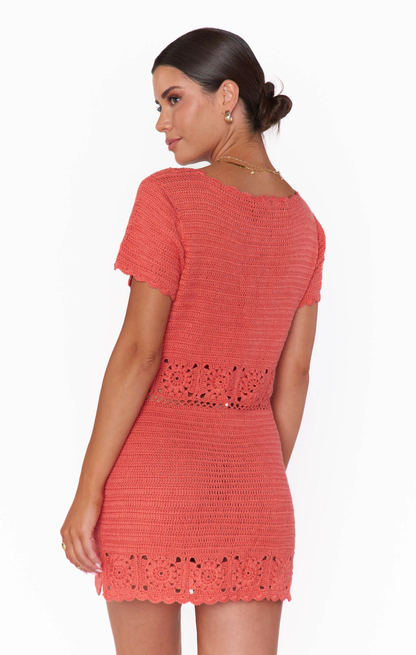Destination Mini Dress ~ Coral Crochet - Image 3